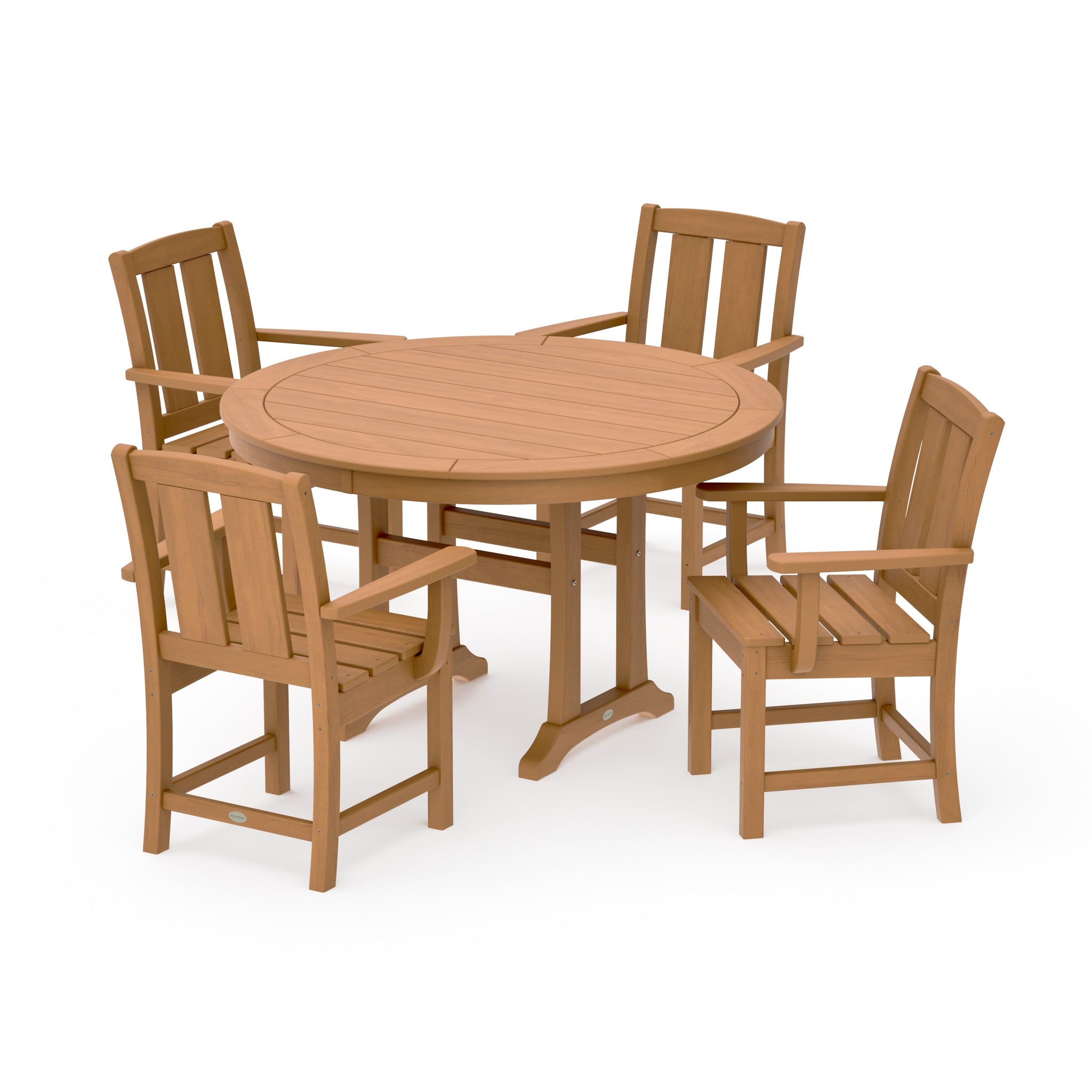 Mission 5-Piece Round Dining Set with Trestle Legs