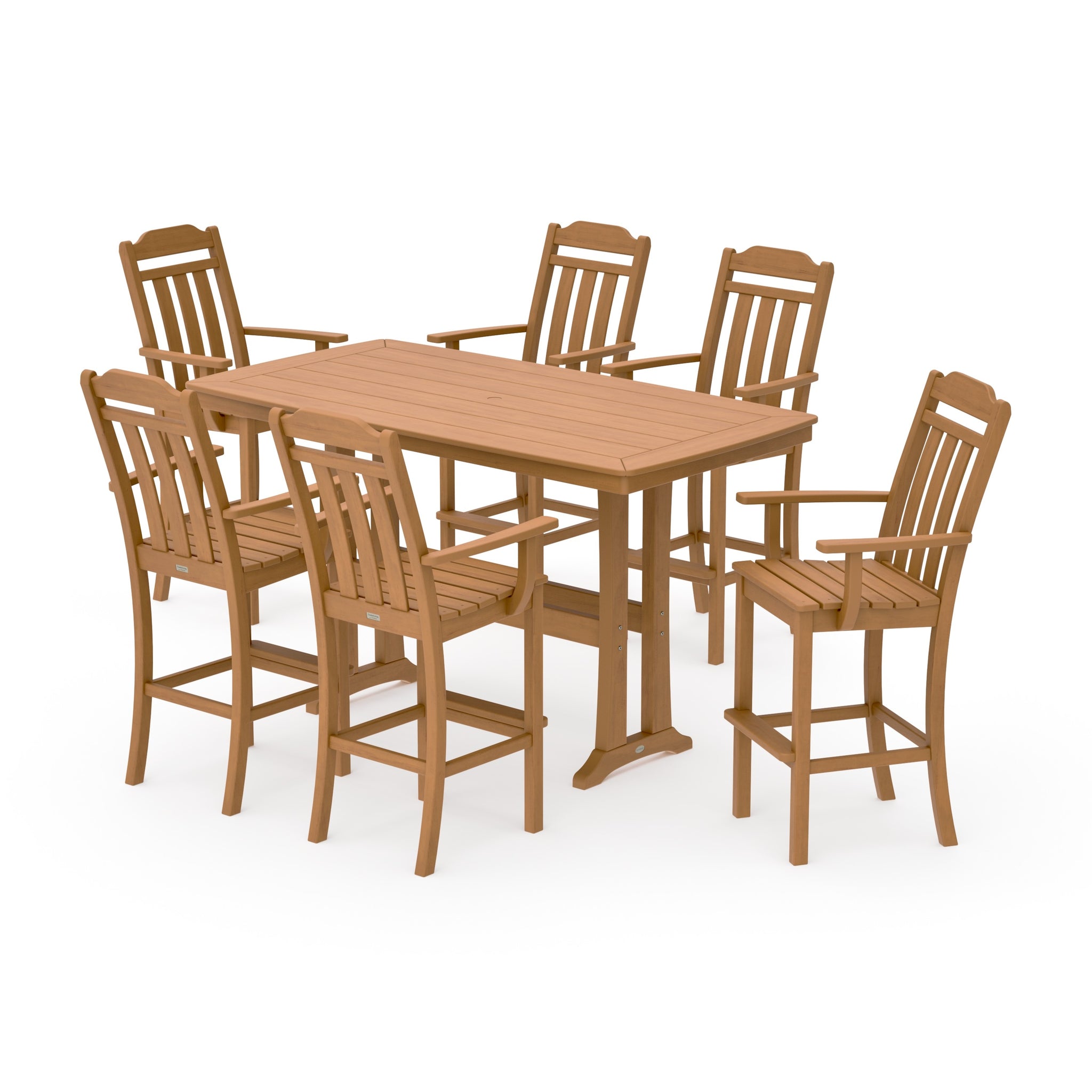 Cottage Arm Chair 7-Piece Bar Set with Trestle Legs