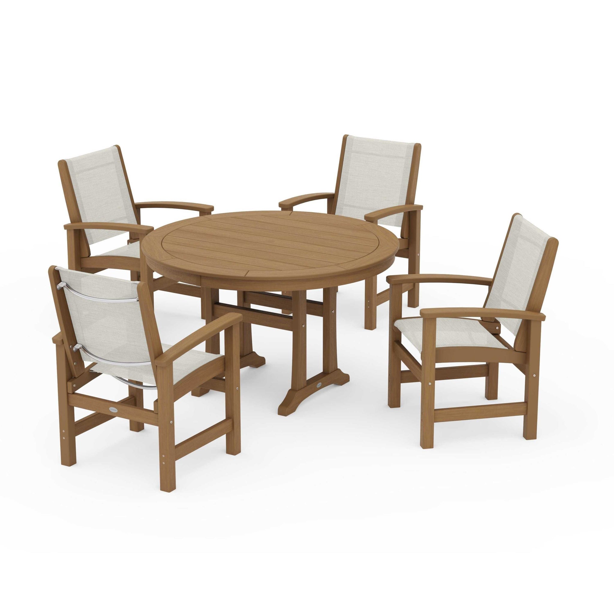 Coastal 5-Piece Round Dining Set with Trestle Legs