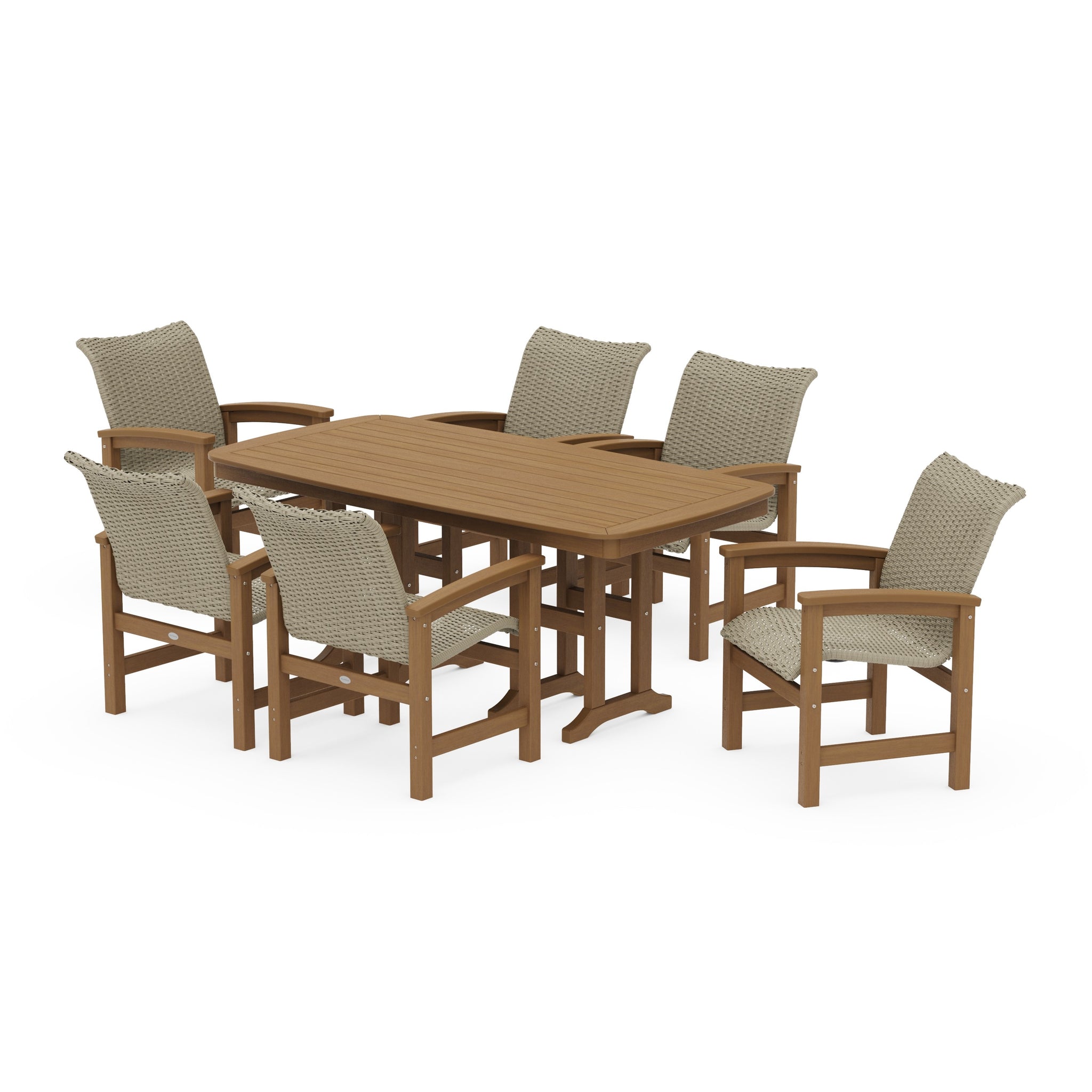 Coastal Woven Arm Chair 7-Piece Dining Set