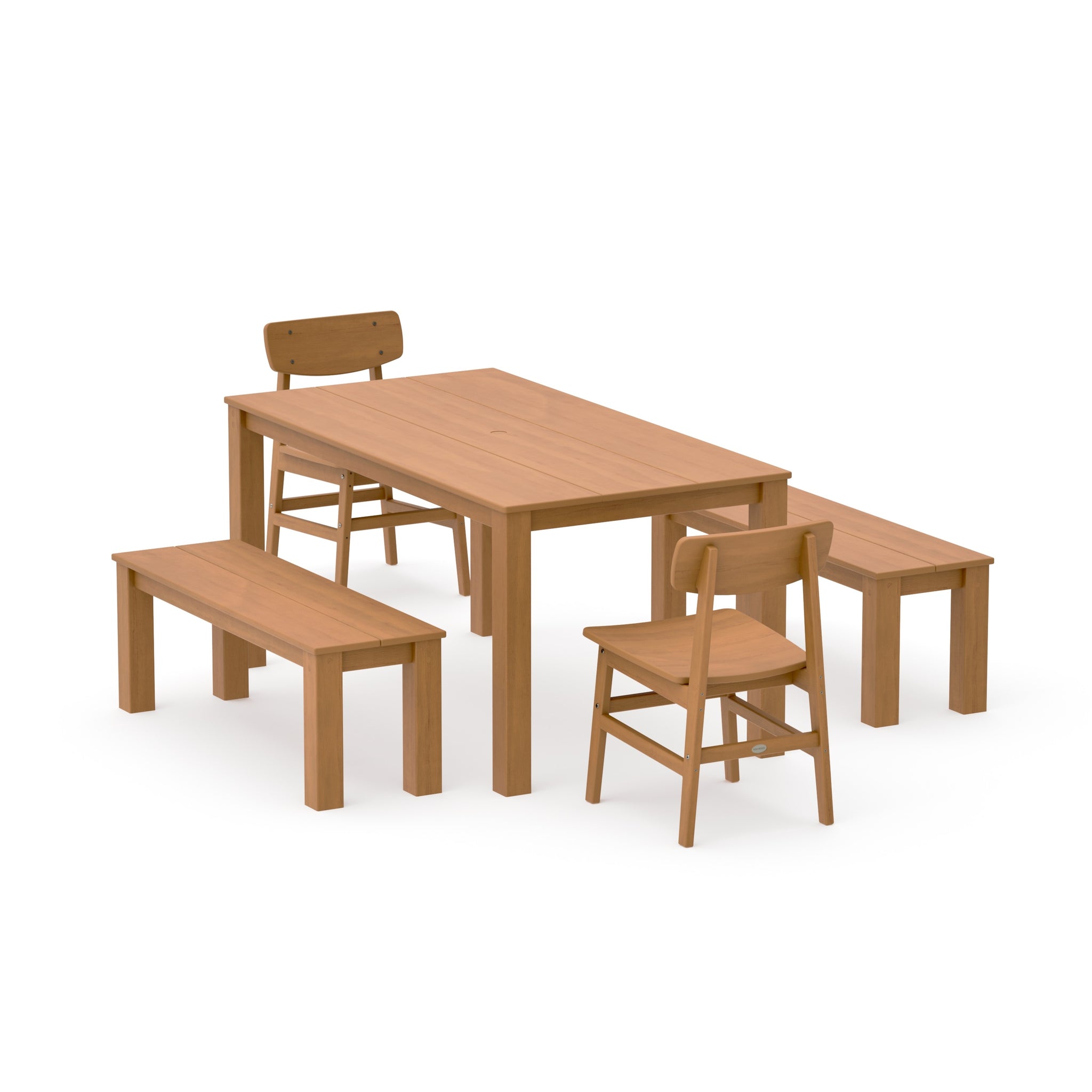 Modern Studio Urban Chair 5-Piece Parsons Dining Set with Benches