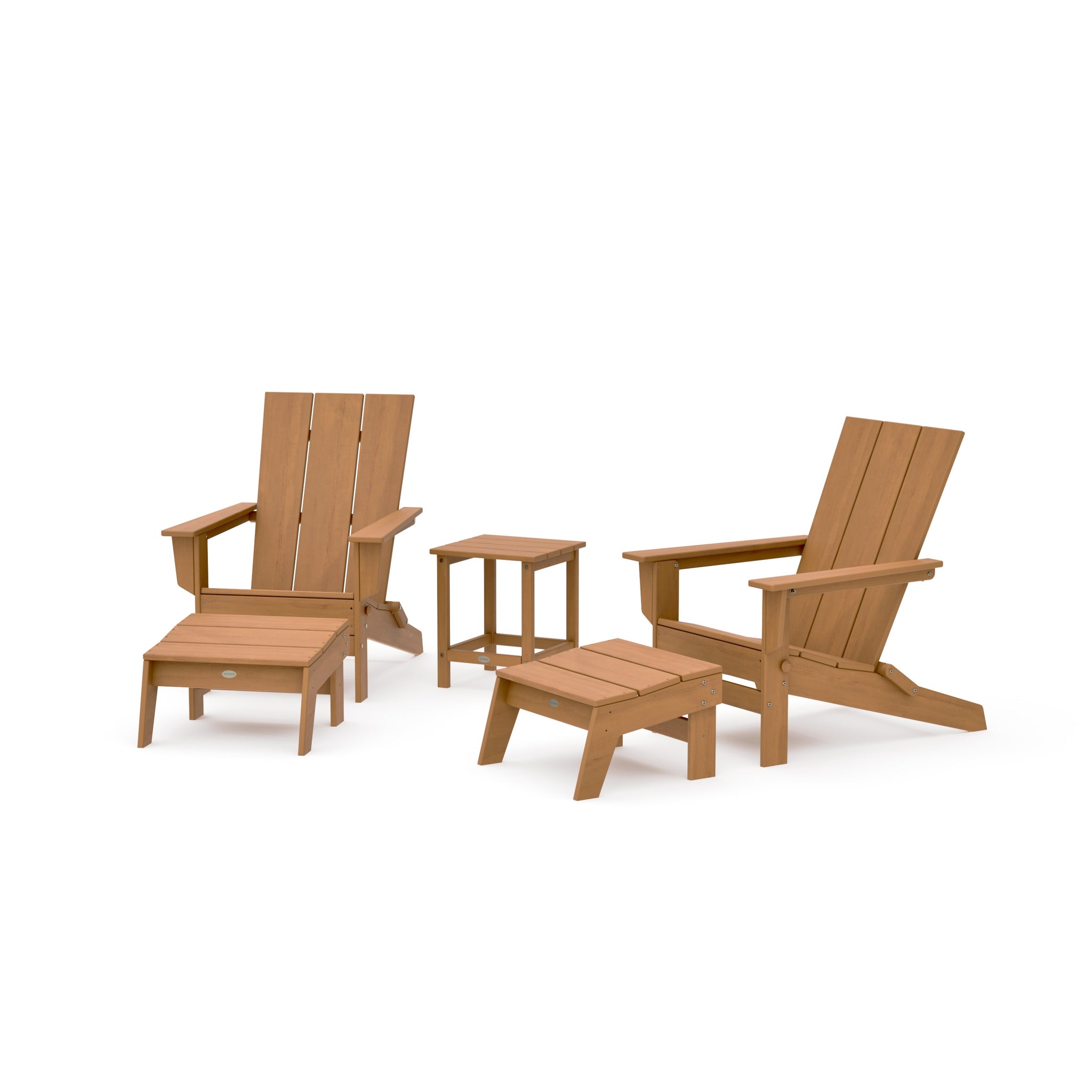 5-Piece Modern Studio Folding Adirondack Set with Ottomans and Side Table
