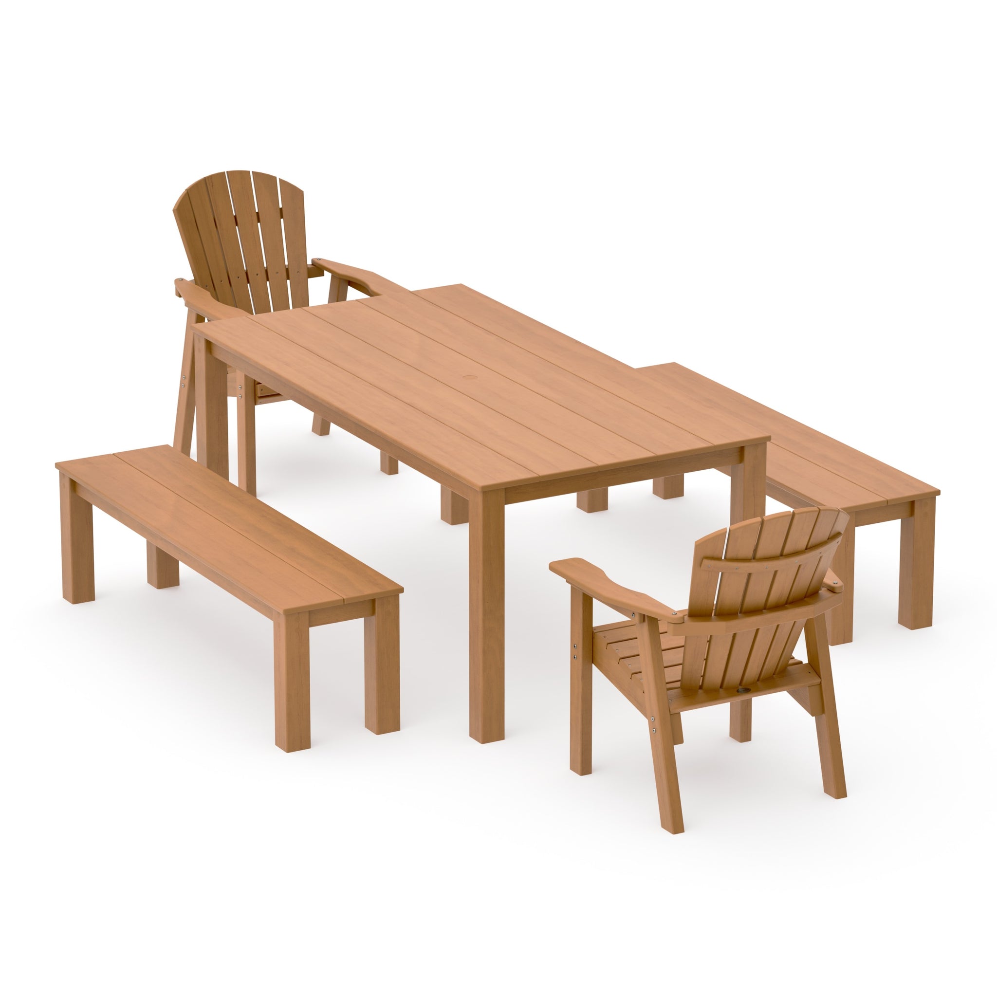 Seashell 5-Piece Parsons Dining Set with Benches