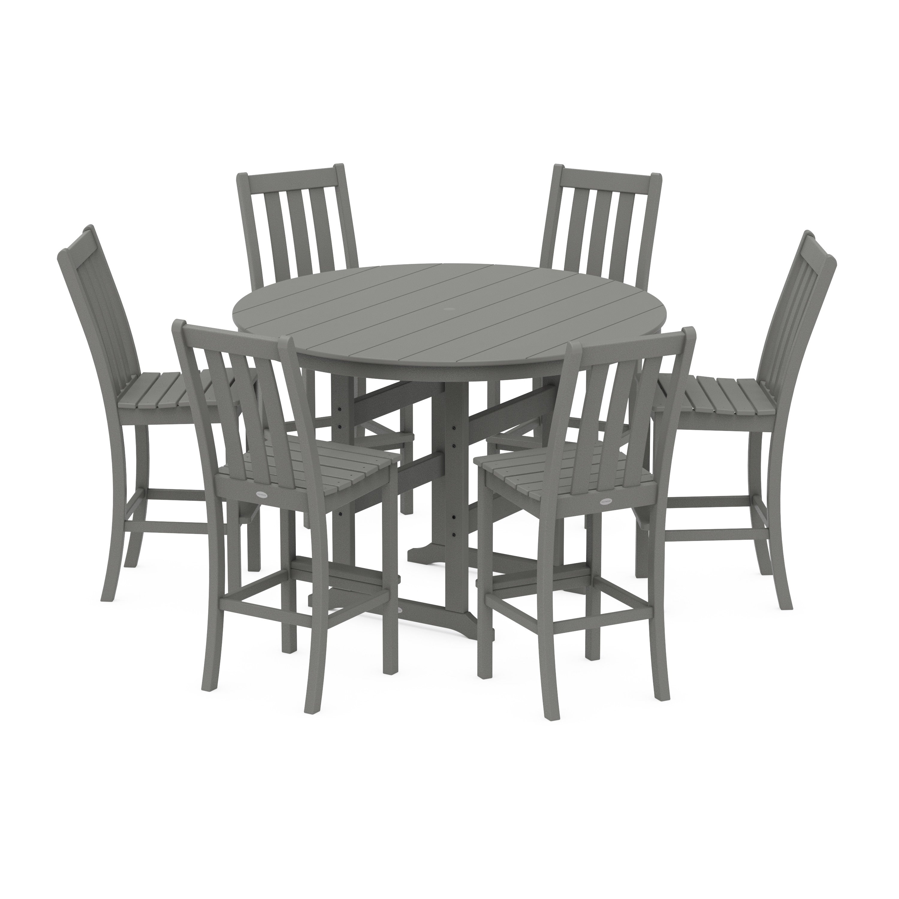 Vineyard 7-Piece Side Chair Round Farmhouse Bar Set