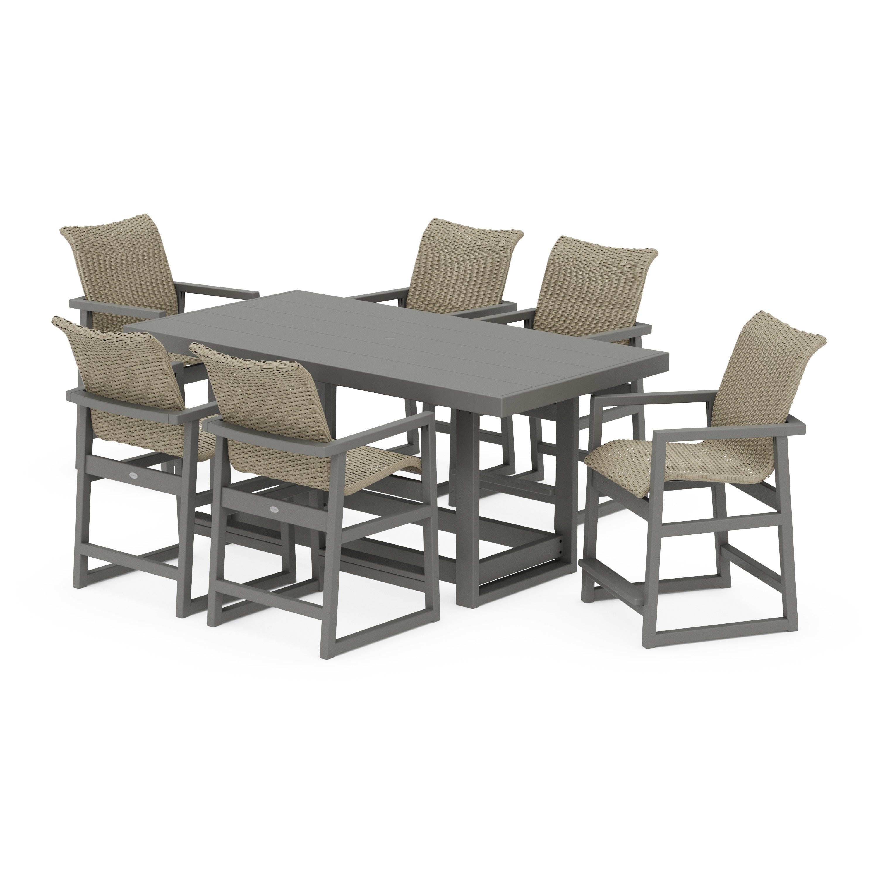 EDGE Woven Arm Chair 7-Piece Counter Set