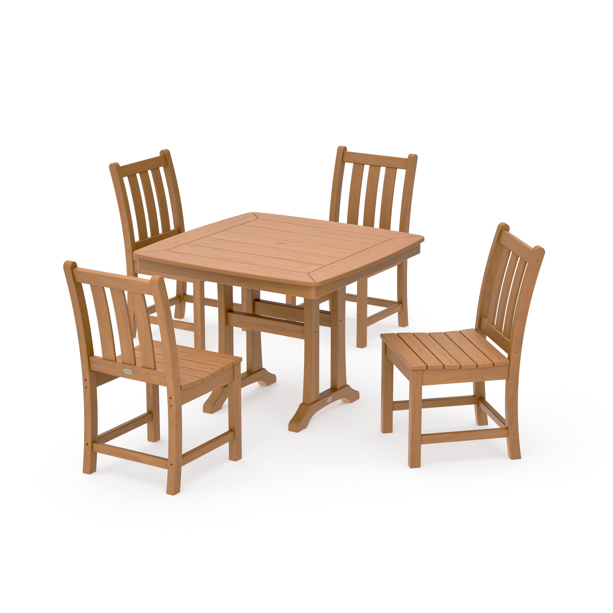 Traditional Garden Side Chair 5-Piece Dining Set with Trestle Legs