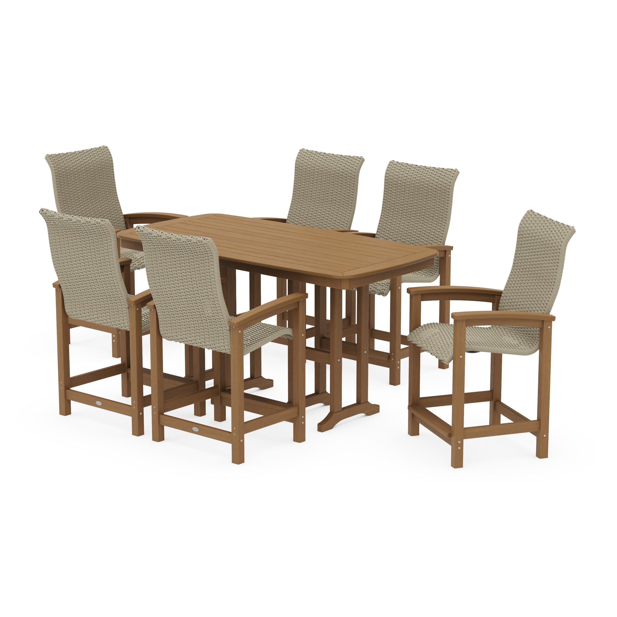 Coastal Woven High-Back Arm Chair 7-Piece Counter Set