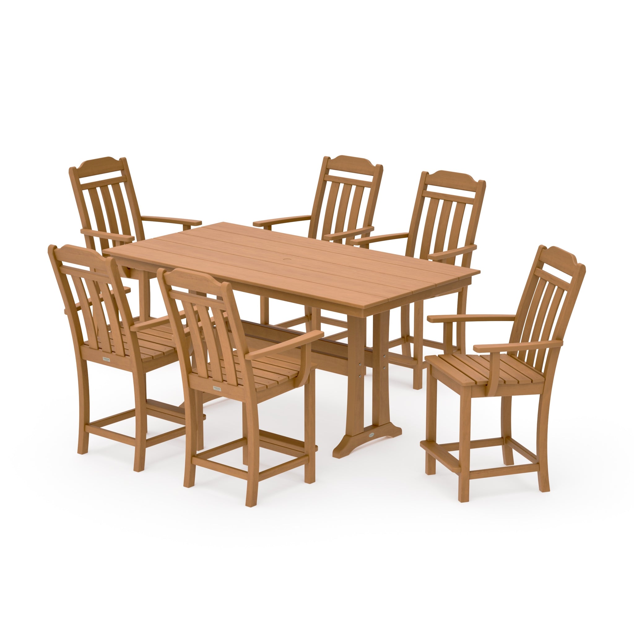 Cottage Arm Chair 7-Piece Farmhouse Counter Set with Trestle Legs