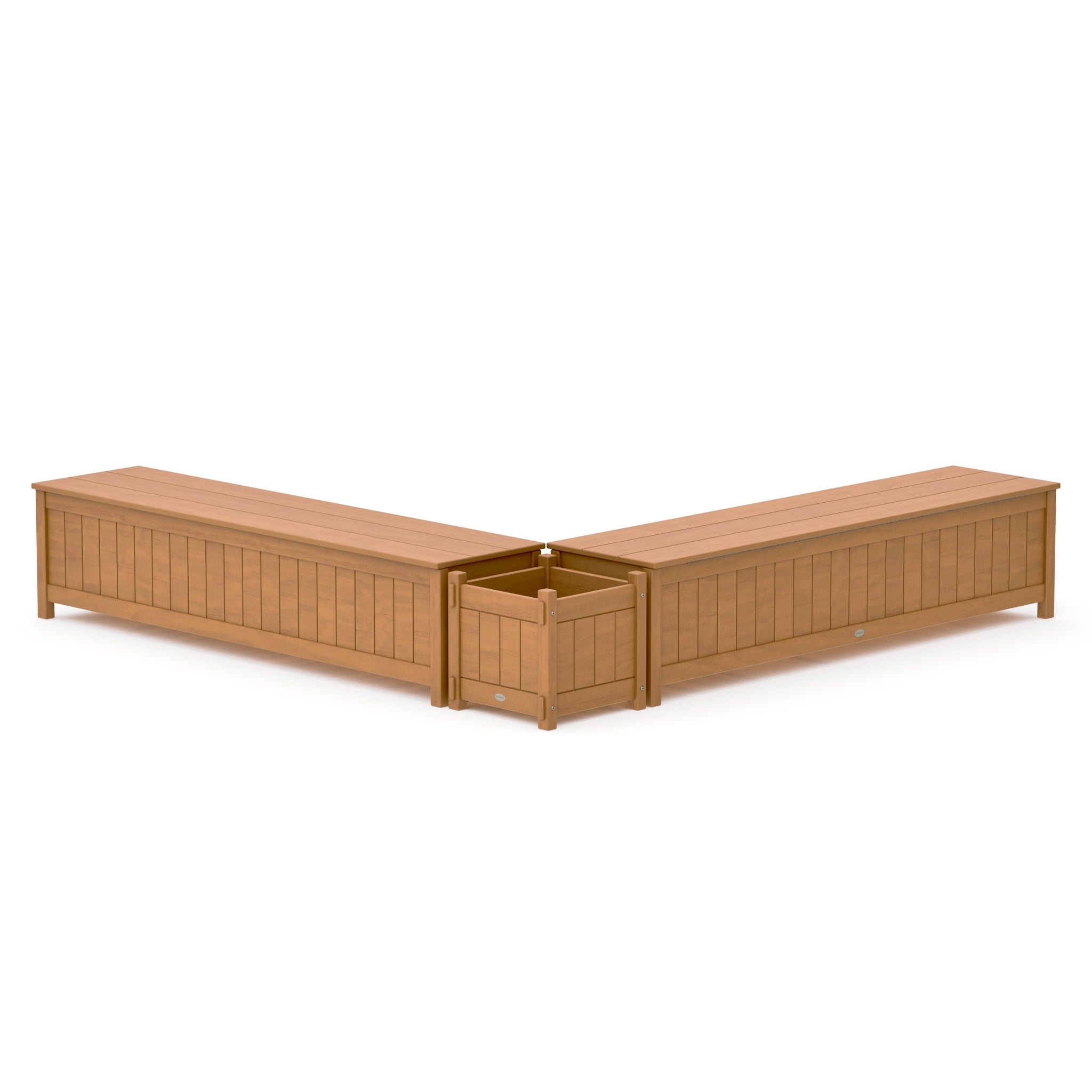 72" Vineyard L- Shaped Planter Storage Bench Set