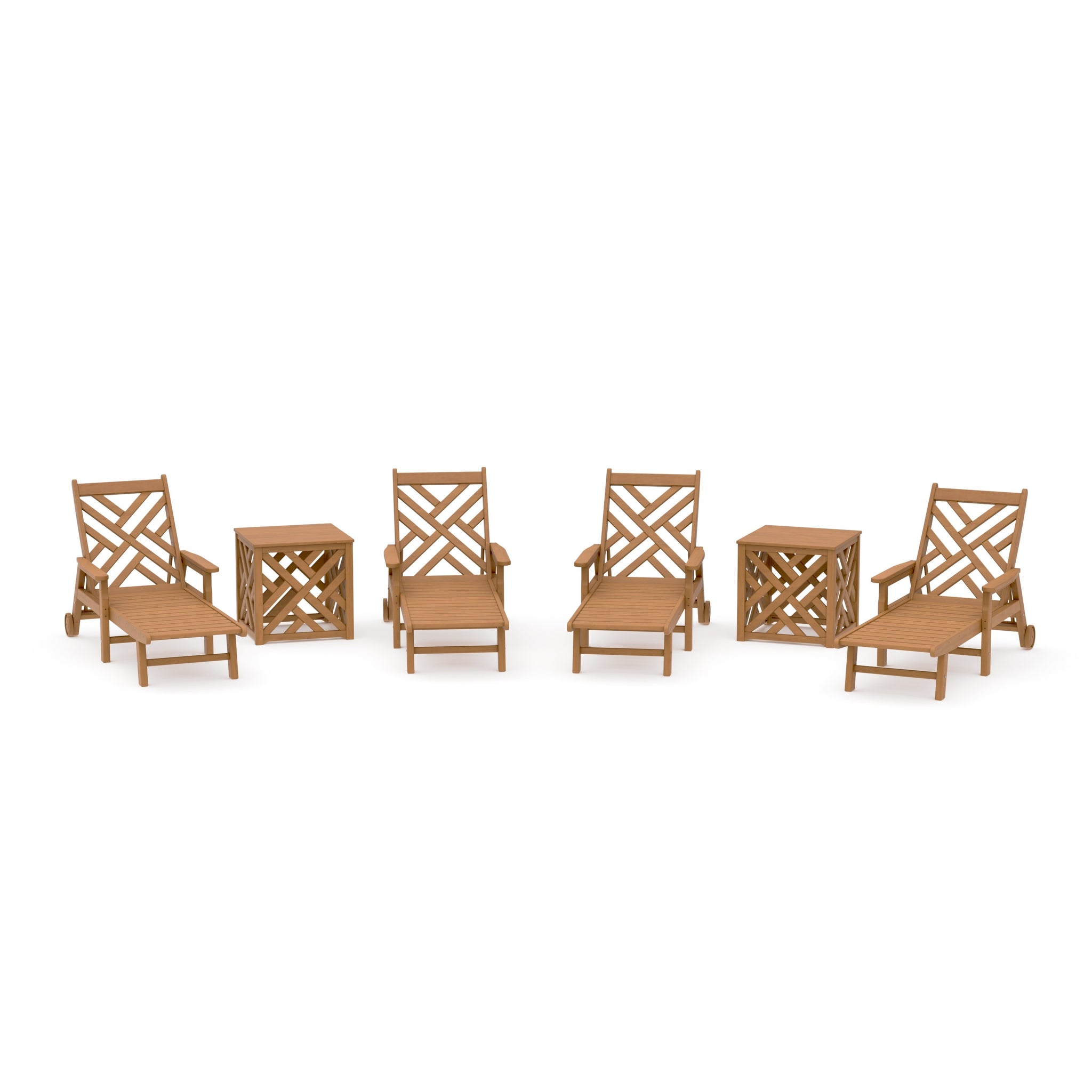 Chippendale 6-Piece Chaise Set with Umbrella Stand Accent Table