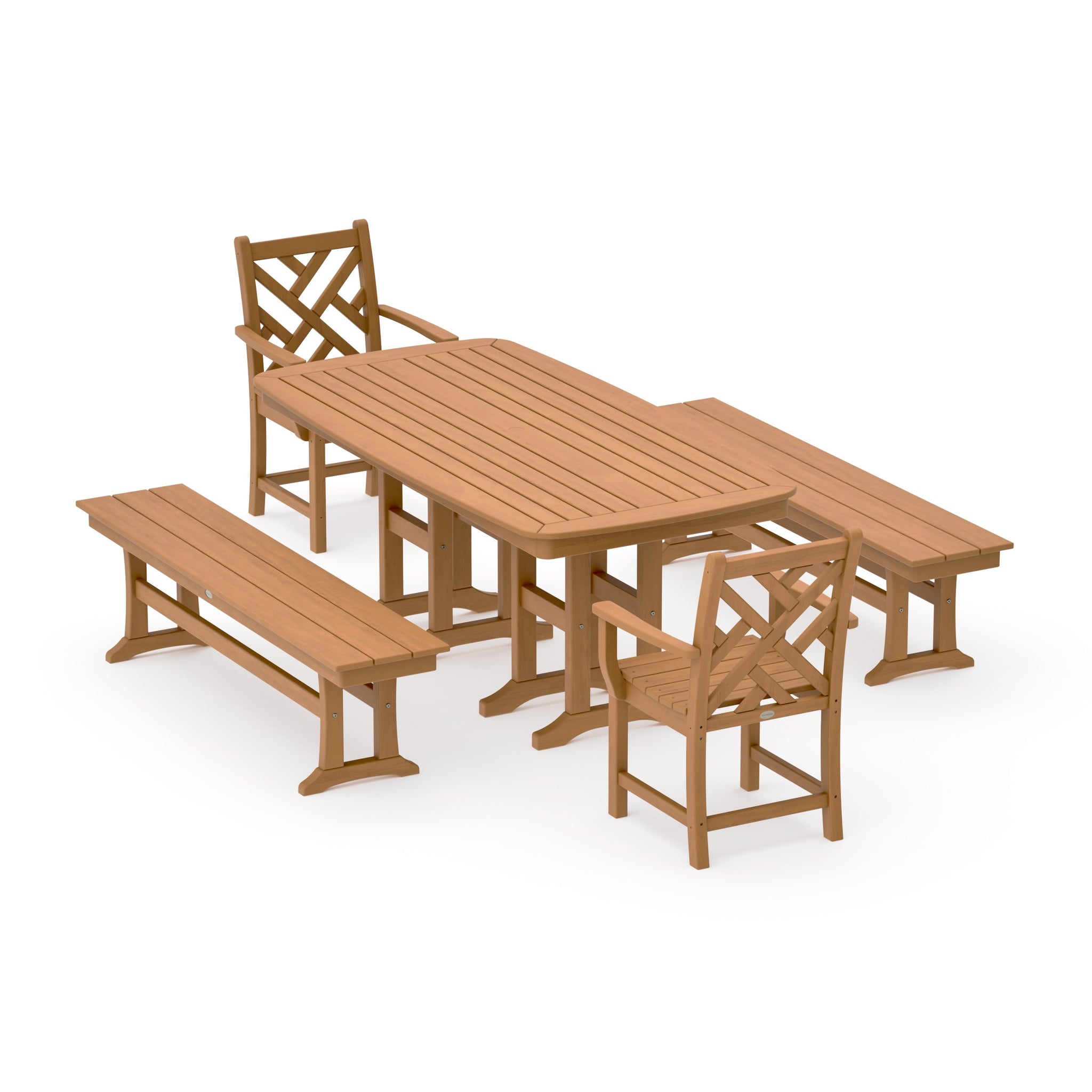 Chippendale 5-Piece Dining Set with Benches