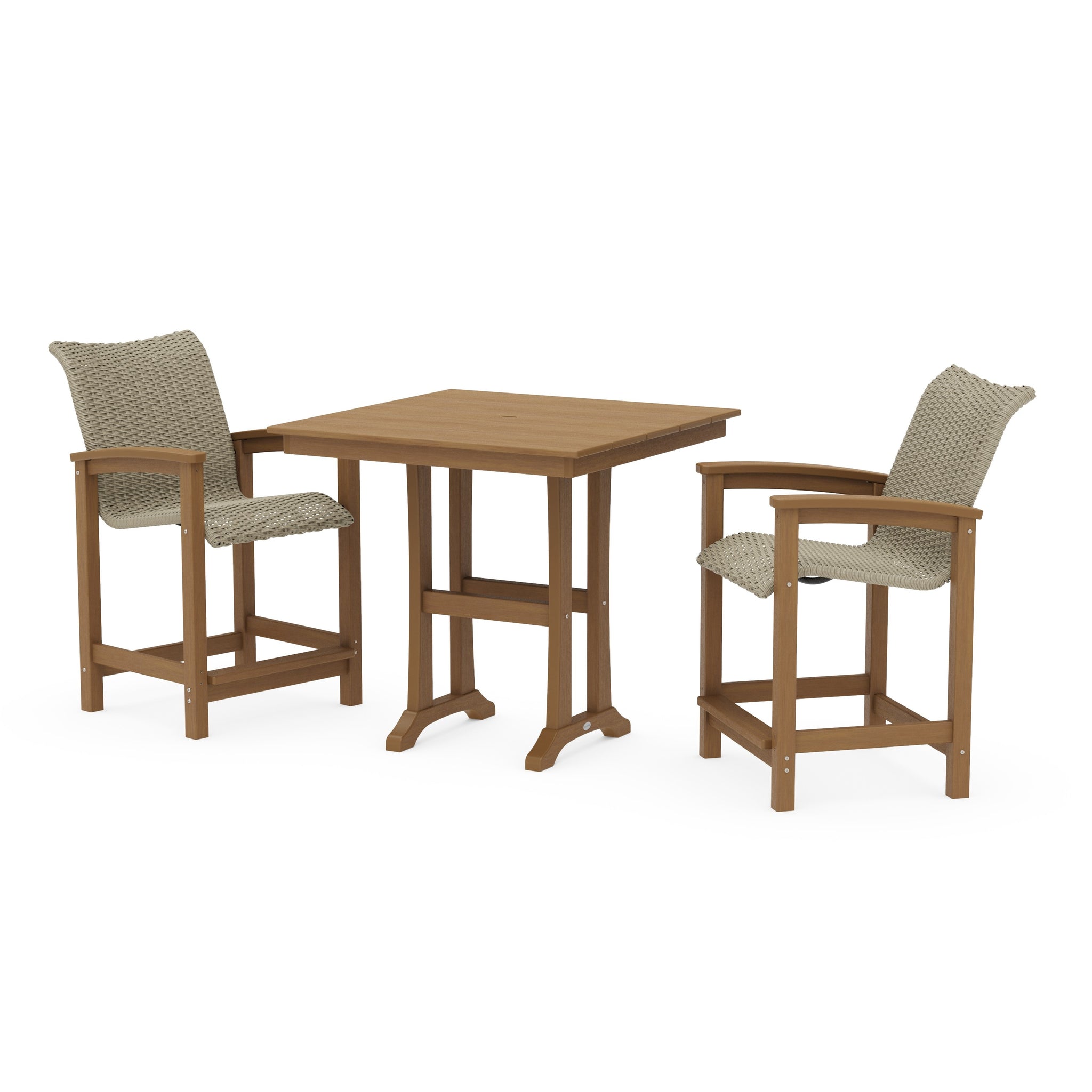 Coastal Woven 3-Piece Farmhouse Counter Set with Trestle Legs