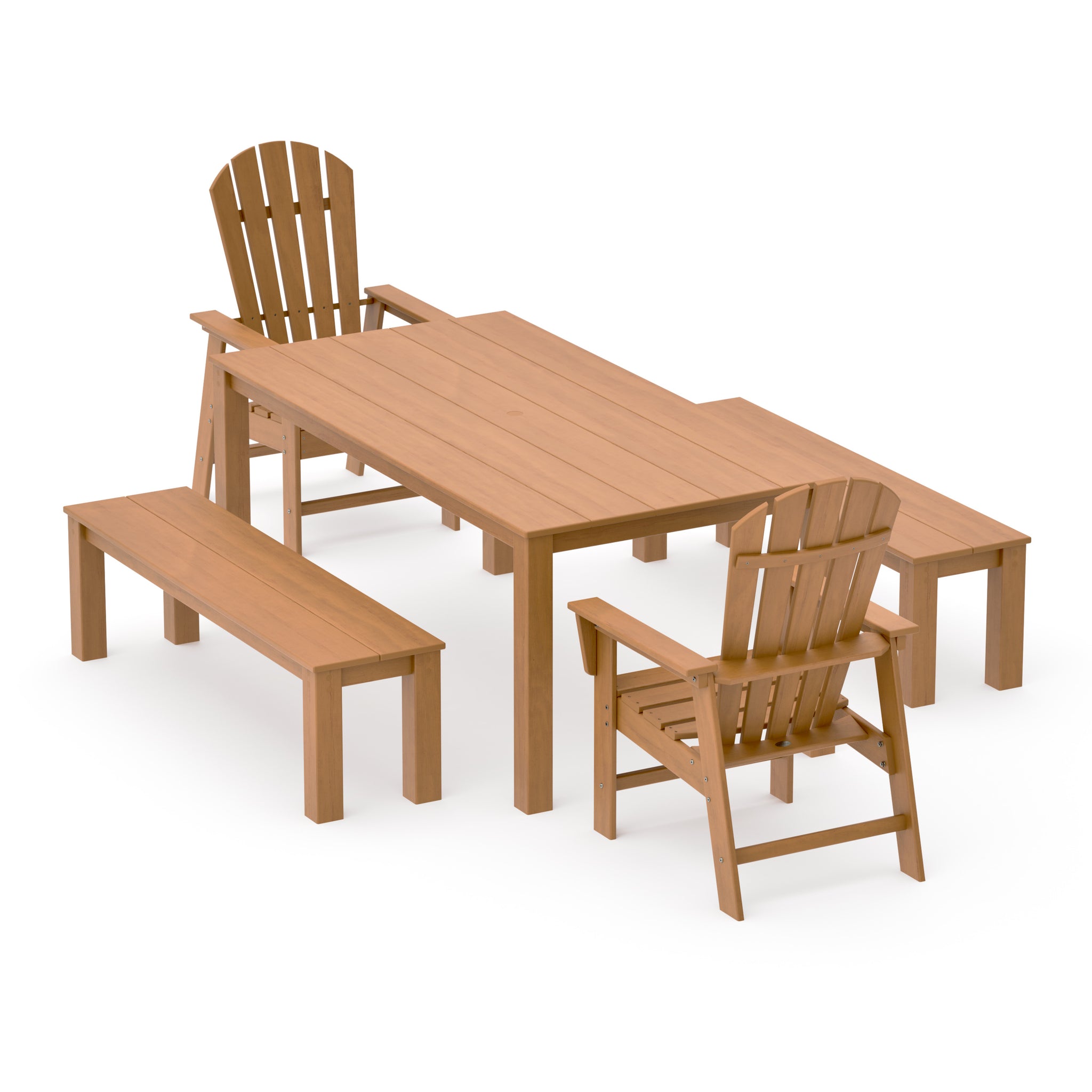 South Beach 5-Piece Parsons Dining Set with Benches