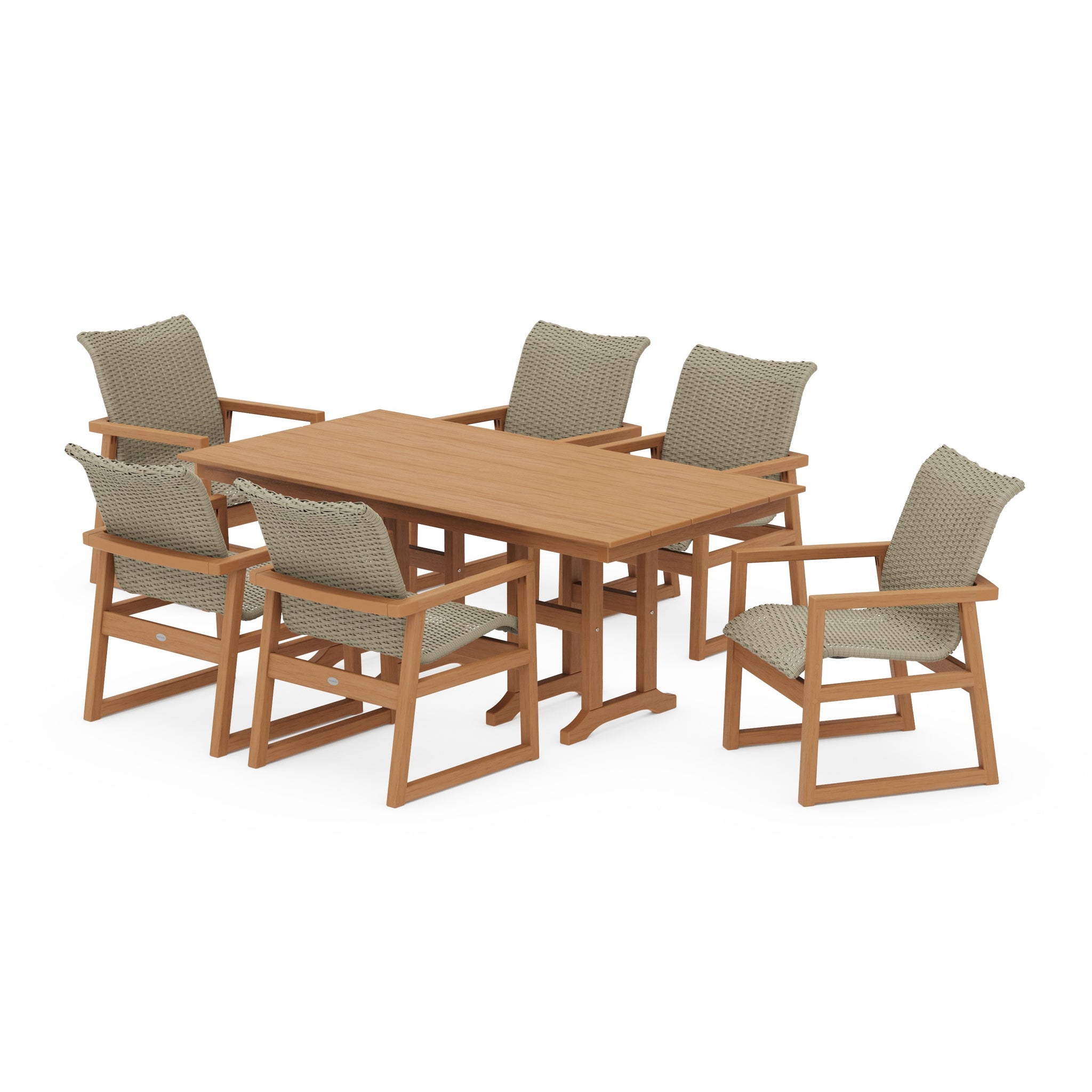 EDGE Woven Arm Chair 7-Piece Farmhouse Dining Set