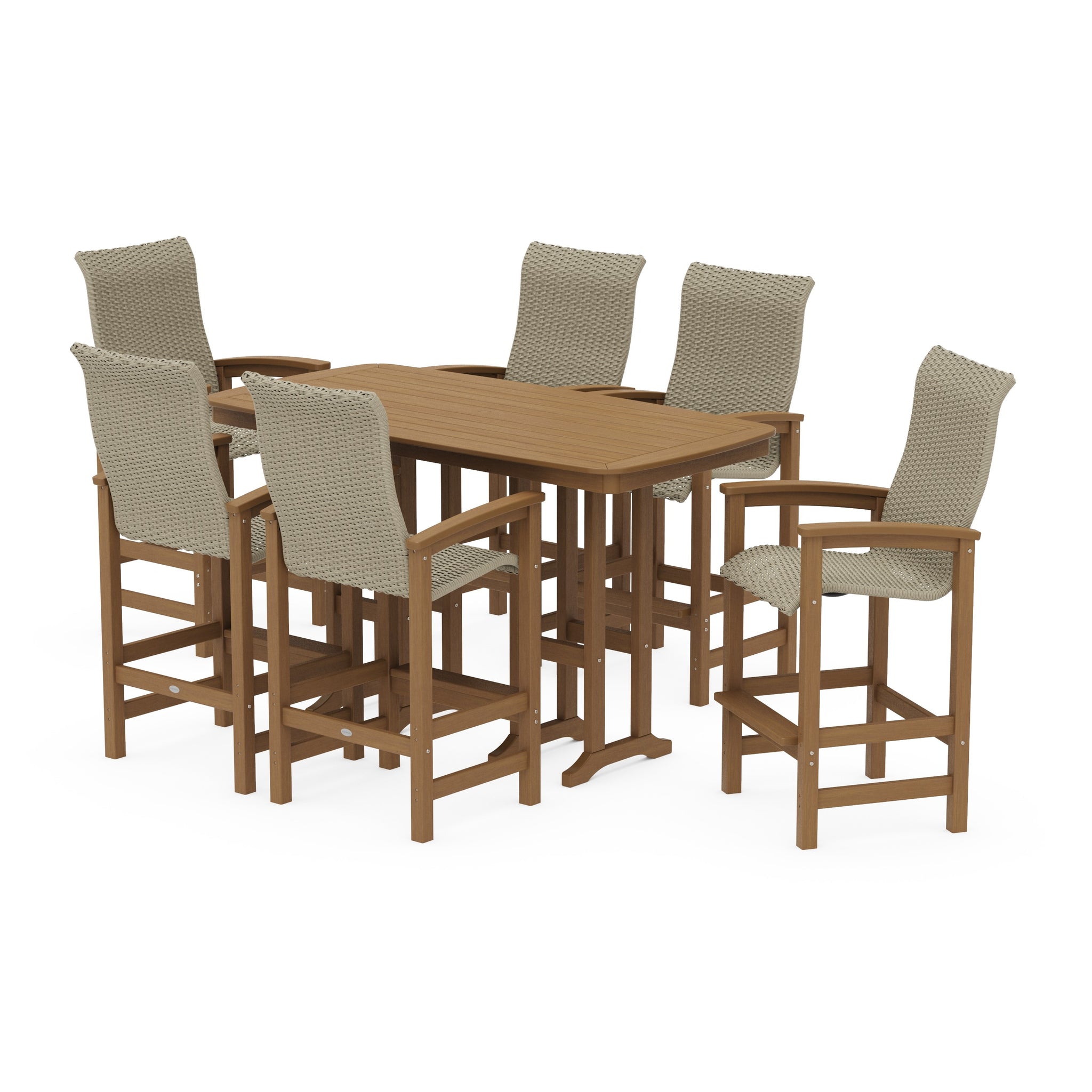 Coastal Woven High-Back Arm Chair 7-Piece Bar Set