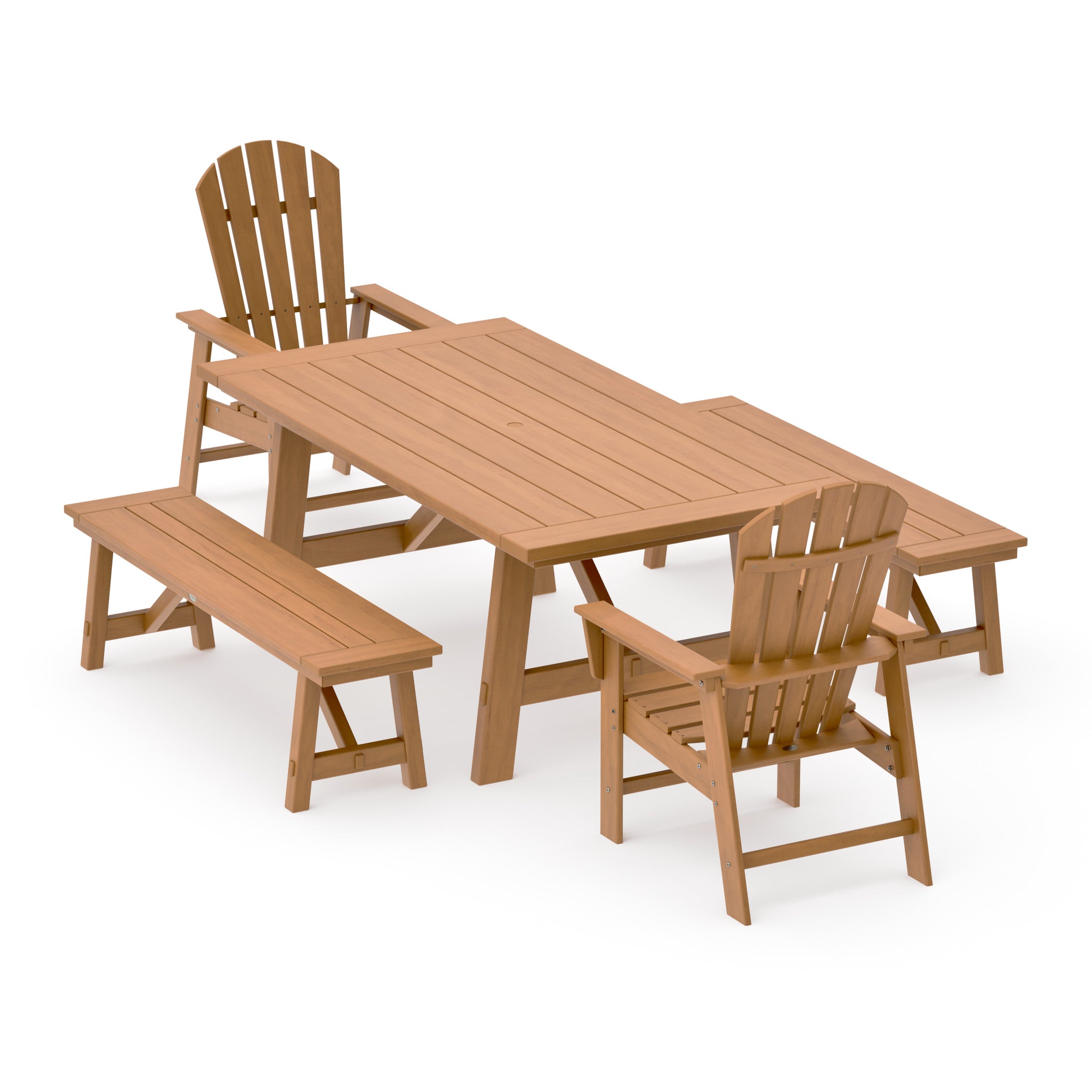 South Beach 5-Piece Rustic Farmhouse Dining Set With Benches