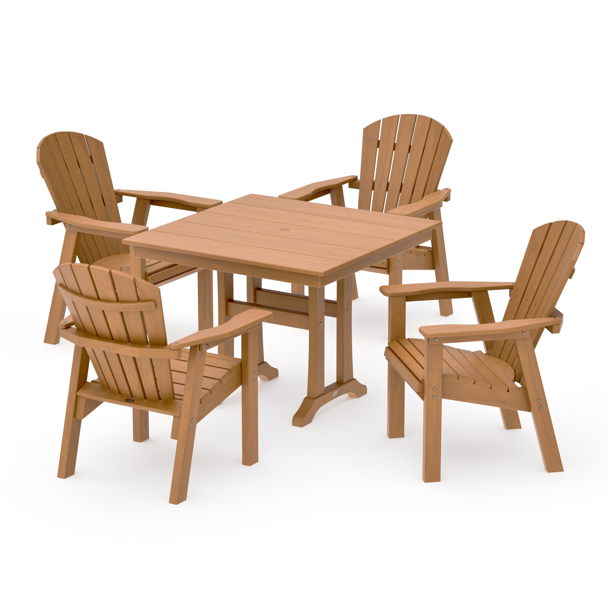 Seashell 5-Piece Farmhouse Dining Set With Trestle Legs
