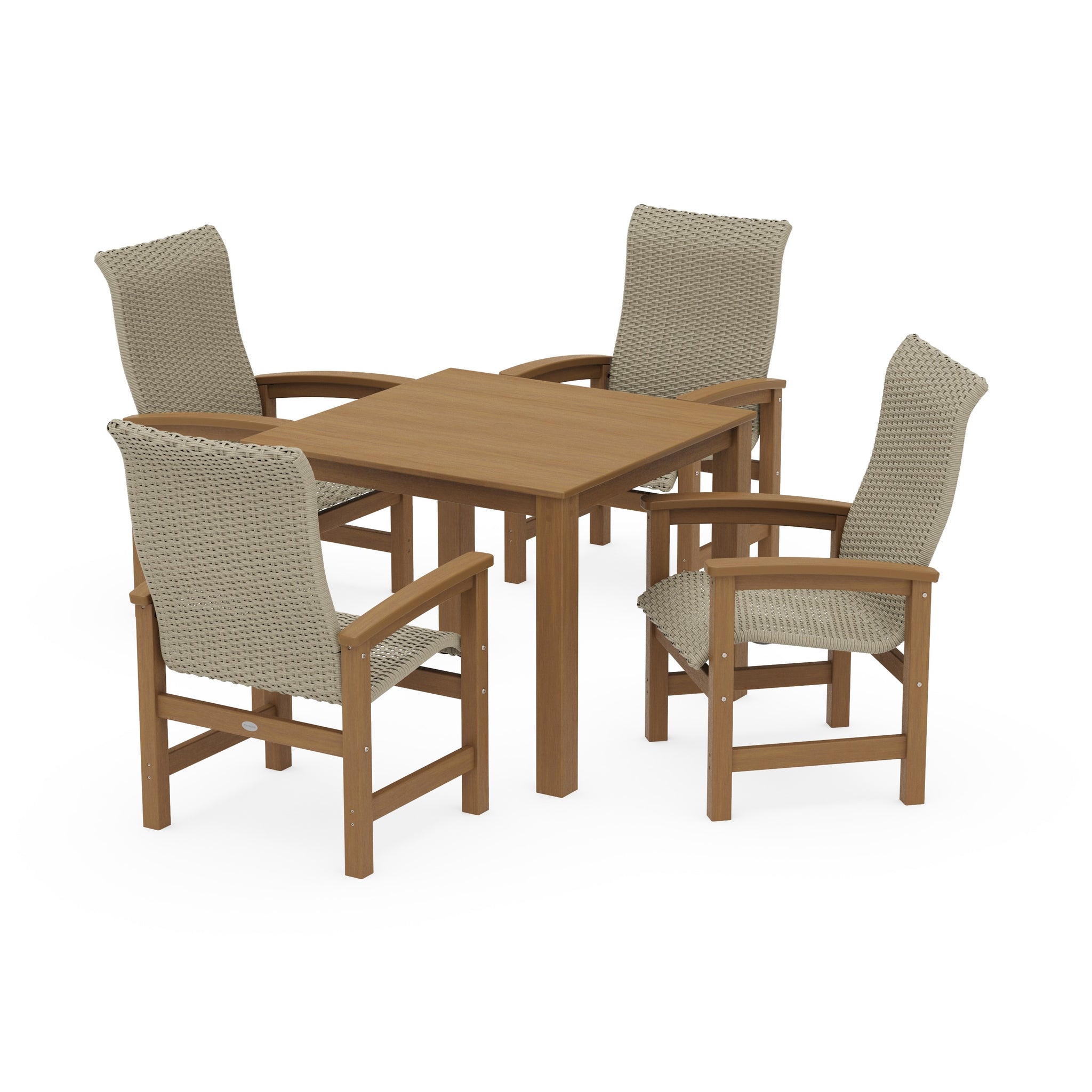 Coastal Woven High-Back 5-Piece Parsons Dining Set