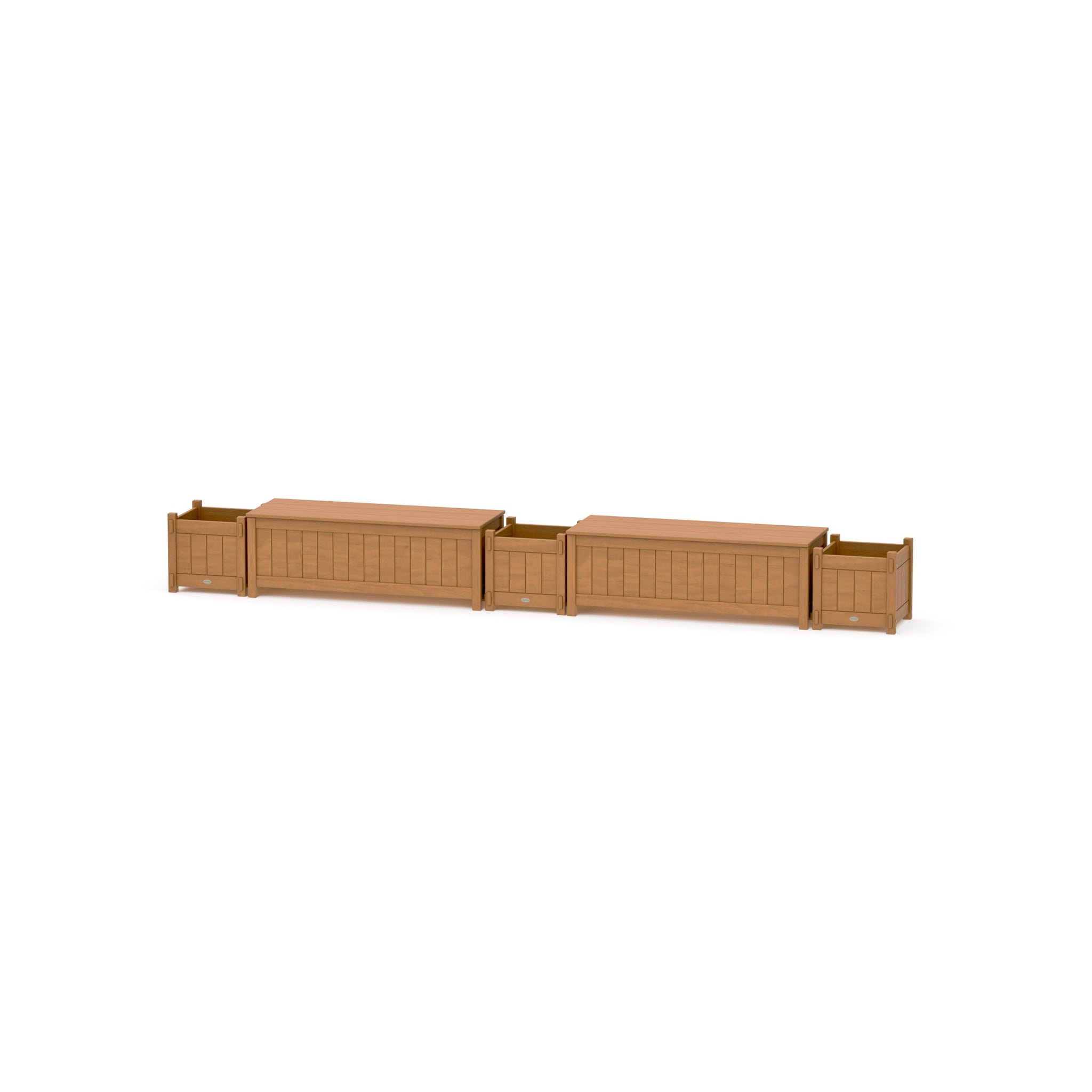48" Vineyard Straight Double Planter Storage Bench Set