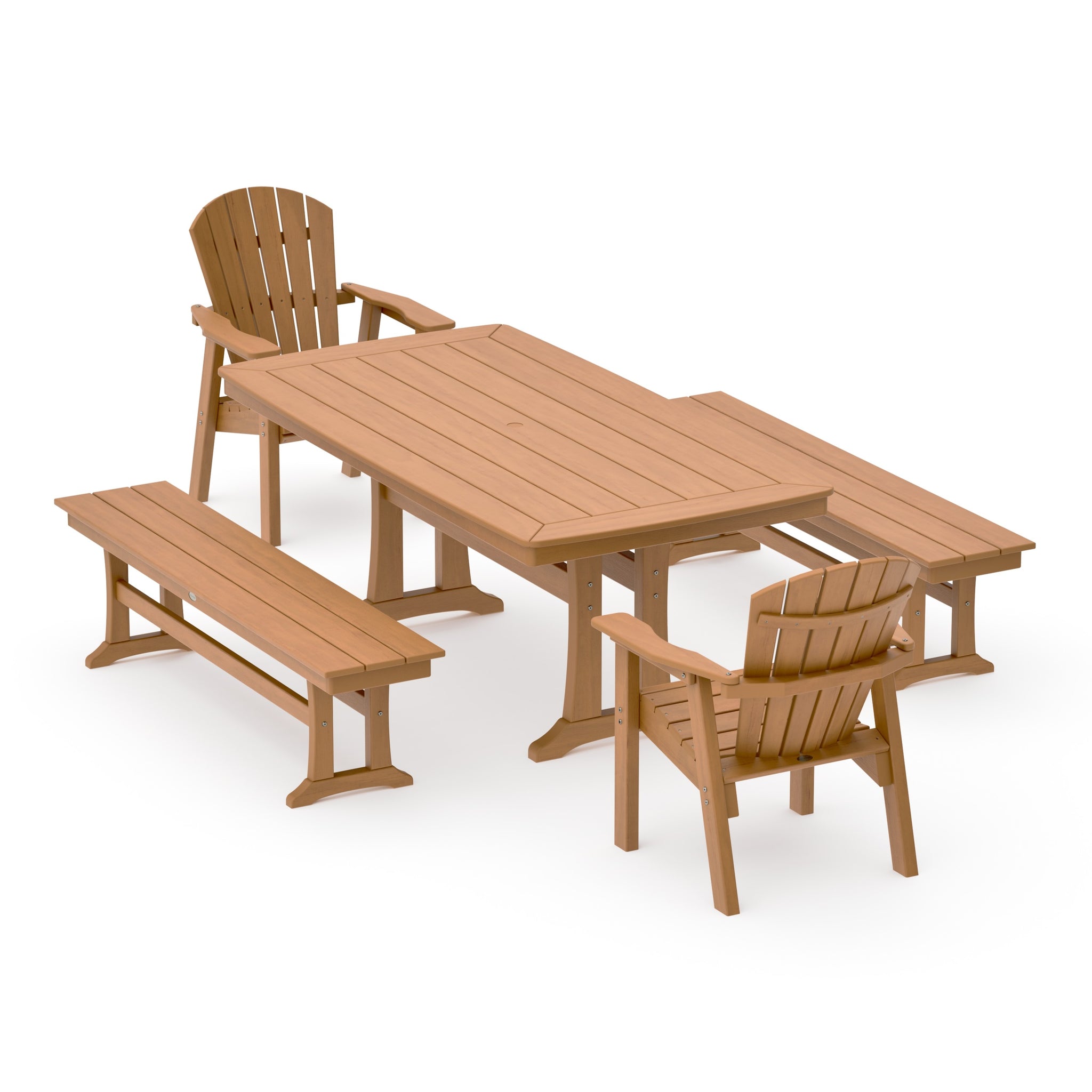 Seashell 5-Piece Dining Set with Trestle Legs