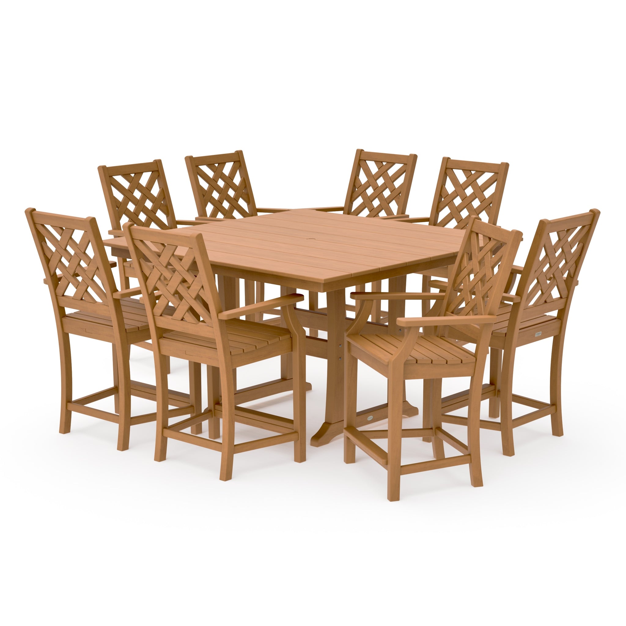 Wovendale 9-Piece Square Farmhouse Counter Set with Trestle Legs