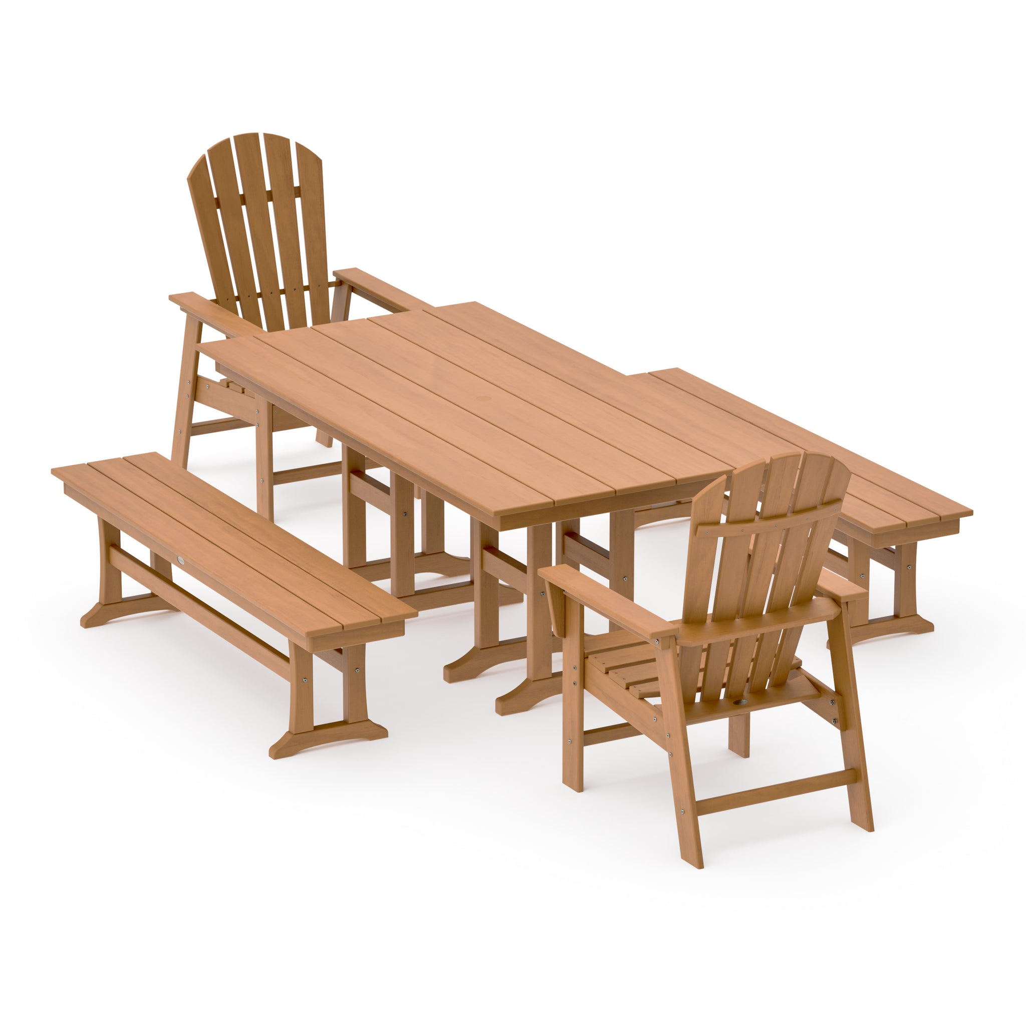 South Beach 5-Piece Farmhouse Dining Set with Benches