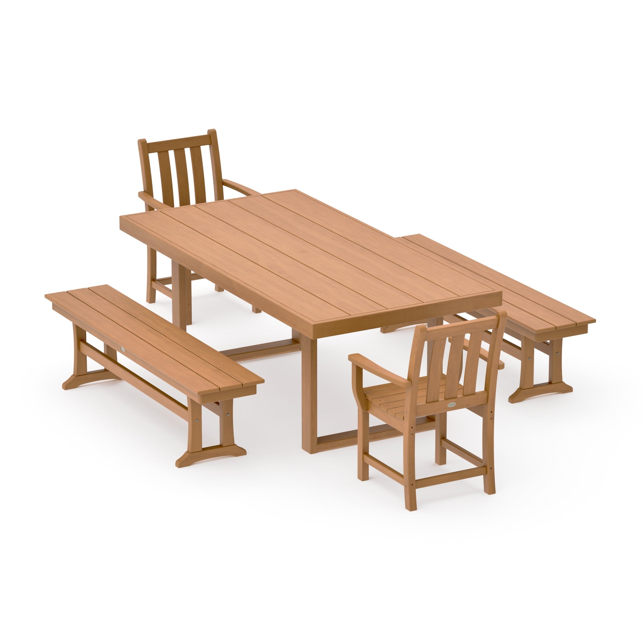 Traditional Garden 5-Piece Dining Set with Benches