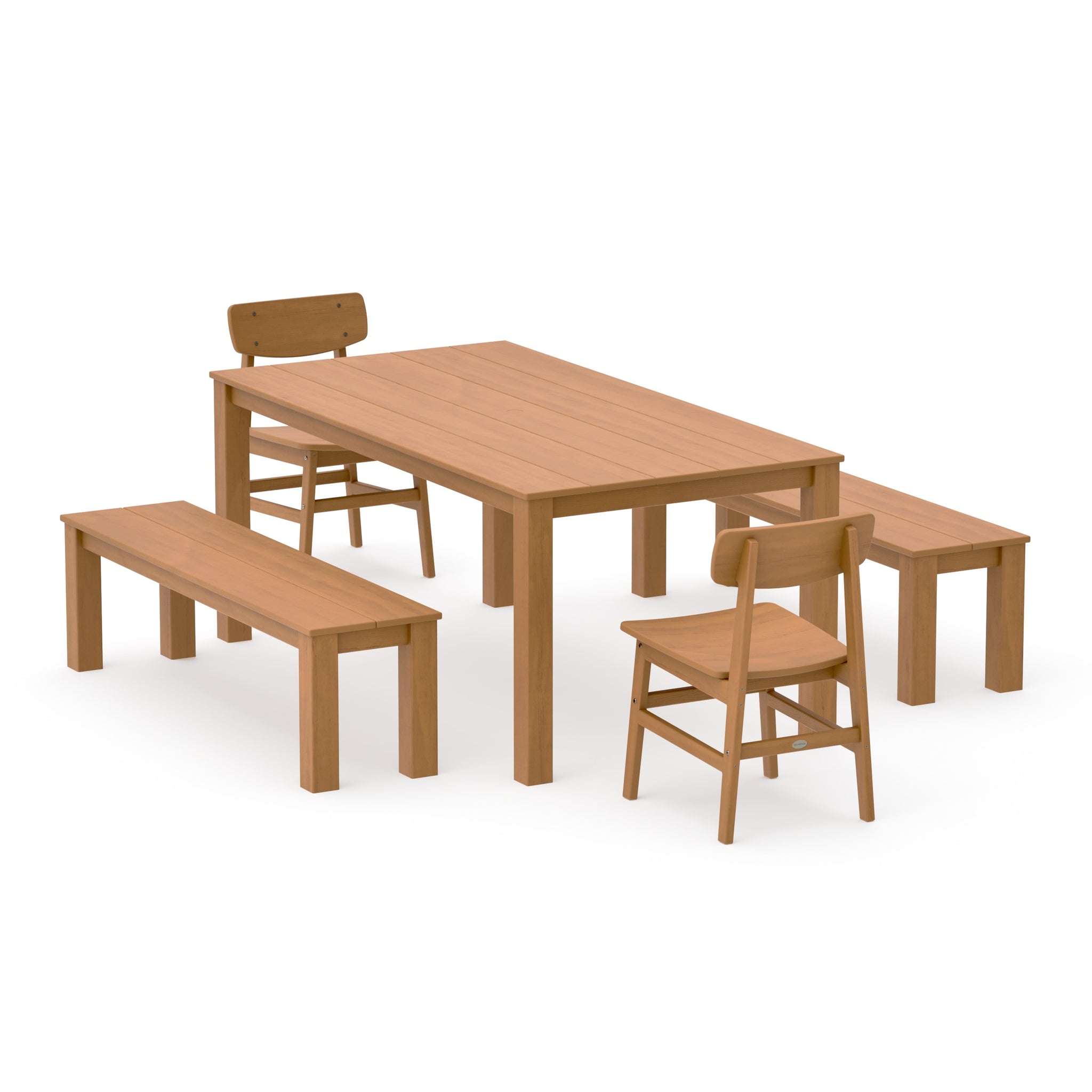 Modern Studio Urban Chair 5-Piece Parsons Dining Set with Benches
