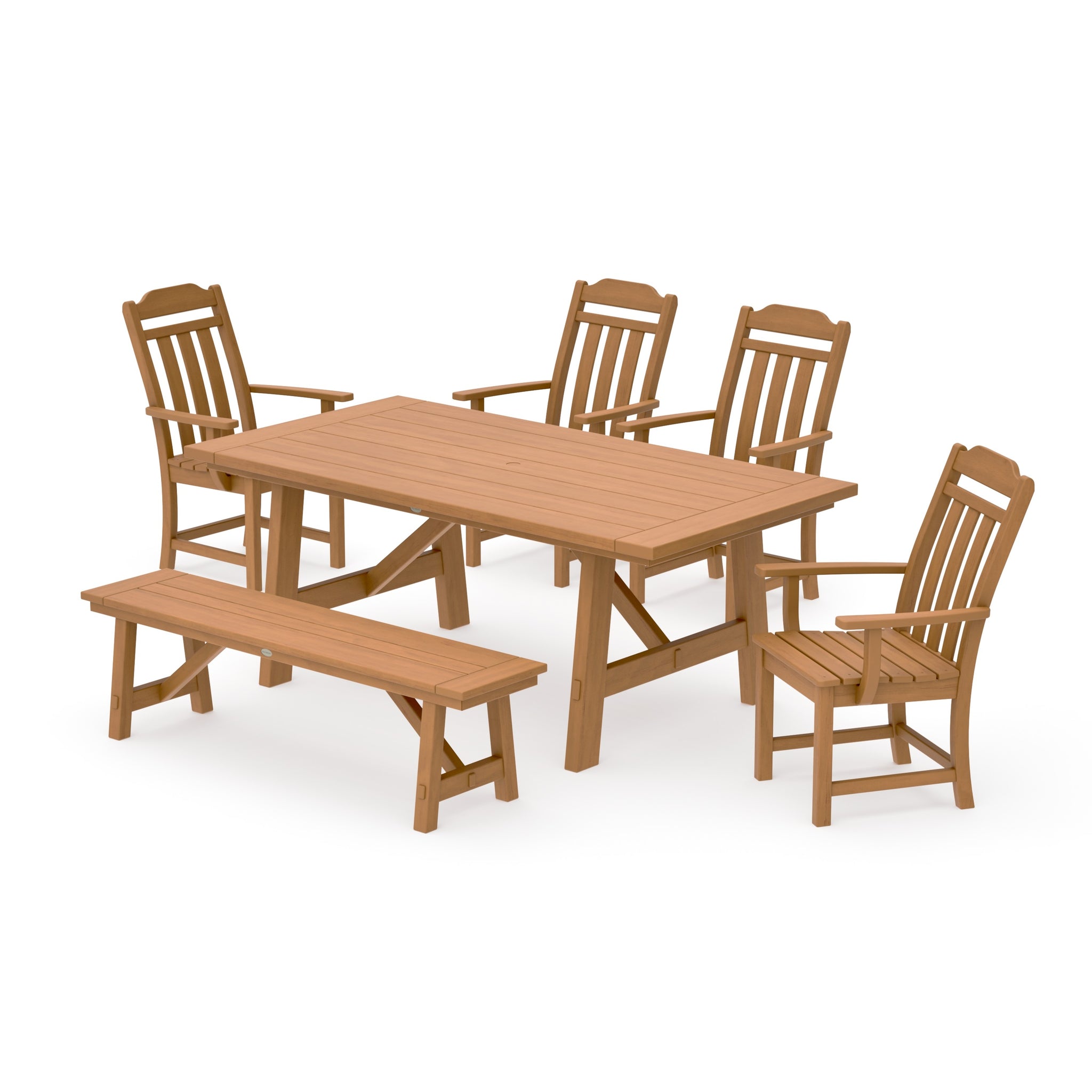 Cottage 6-Piece Rustic Farmhouse Dining Set with Bench