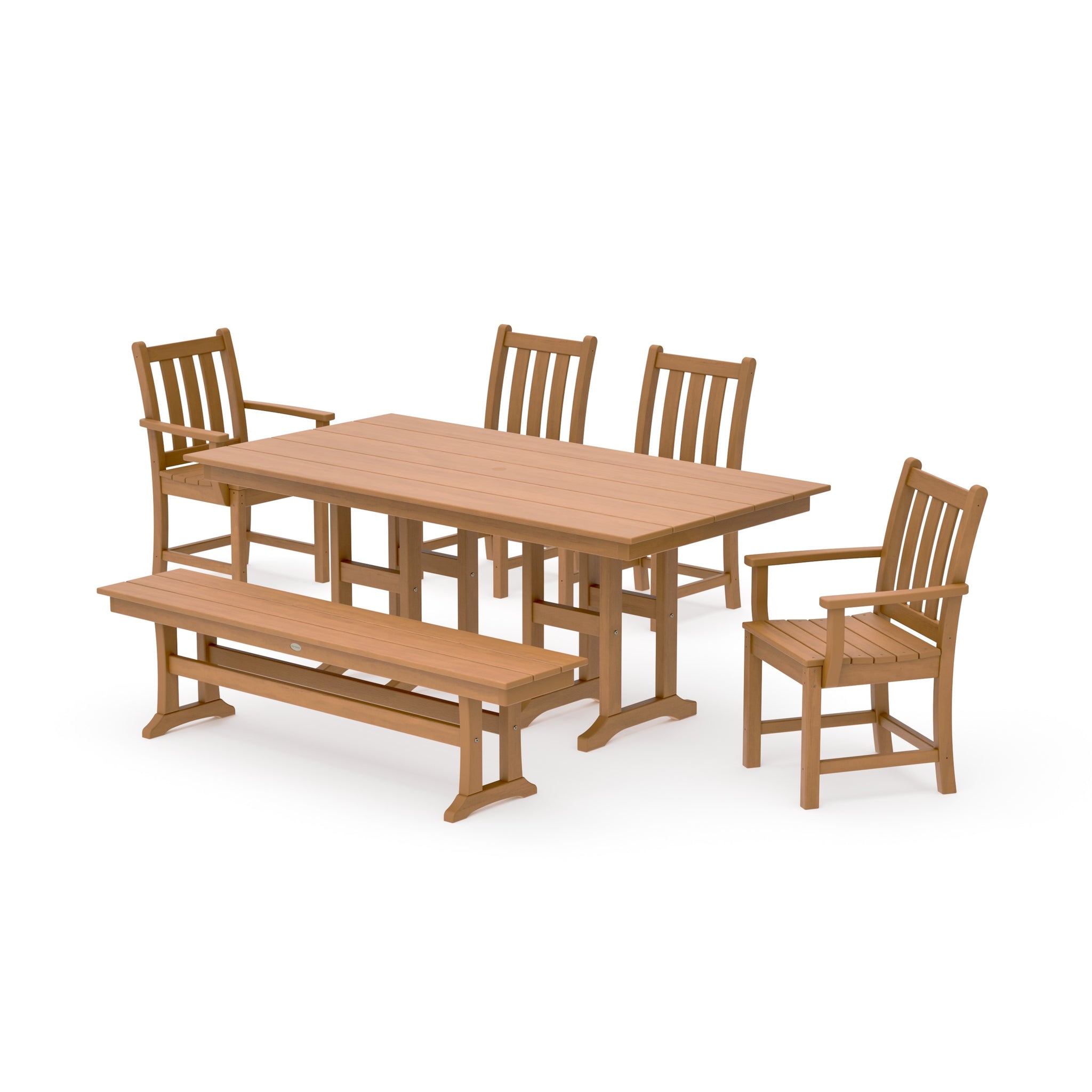 Traditional Garden 6-Piece Farmhouse Dining Set with Bench