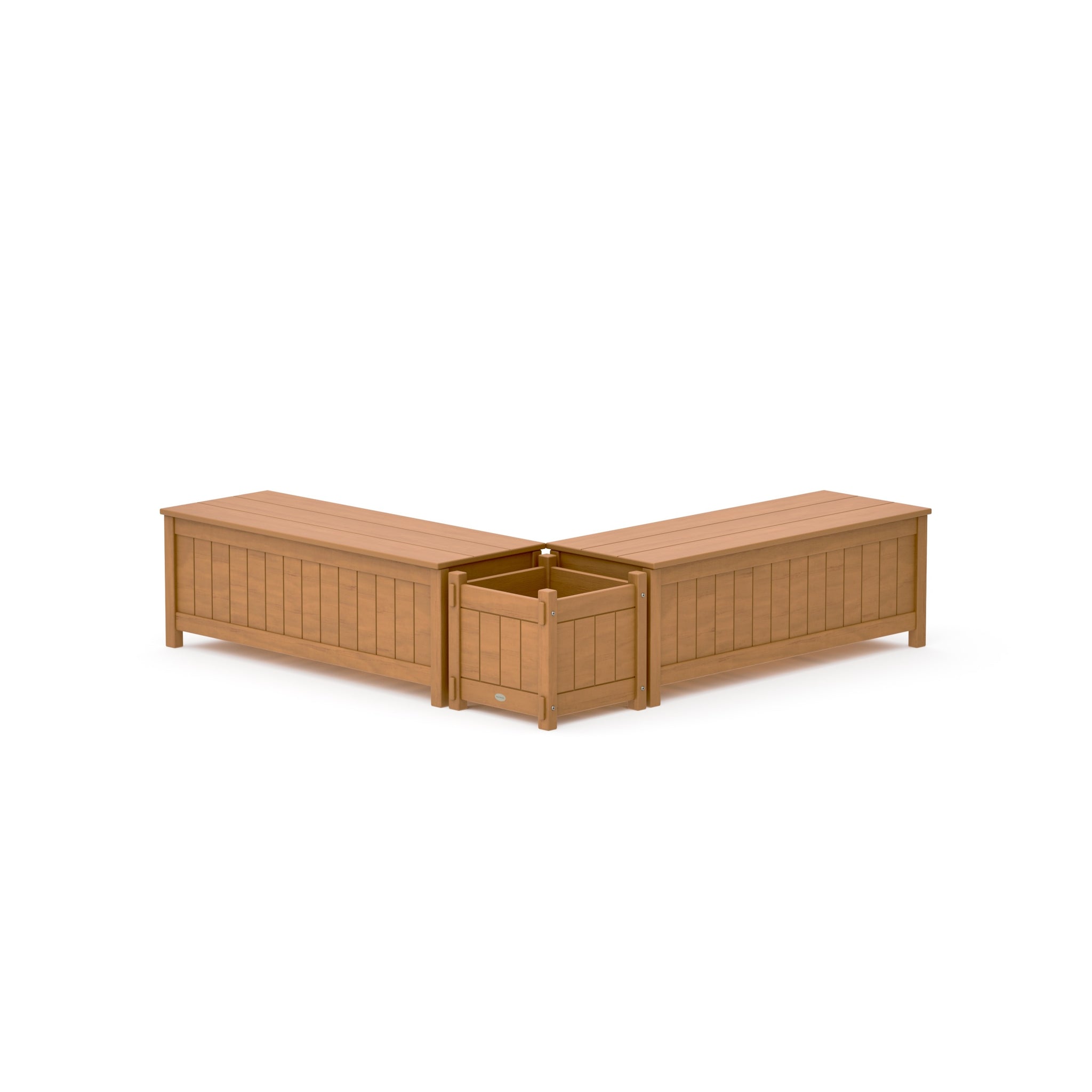 48" Vineyard L- Shaped Planter Storage Bench Set