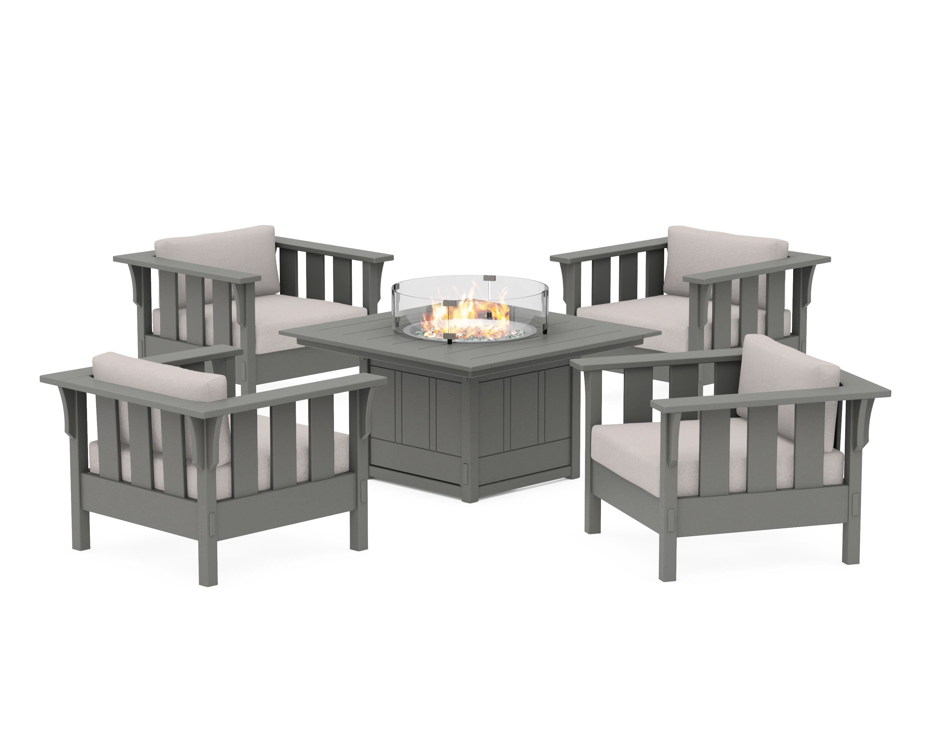 Acadia 5-Piece Deep Seating Set with Fire Pit Table