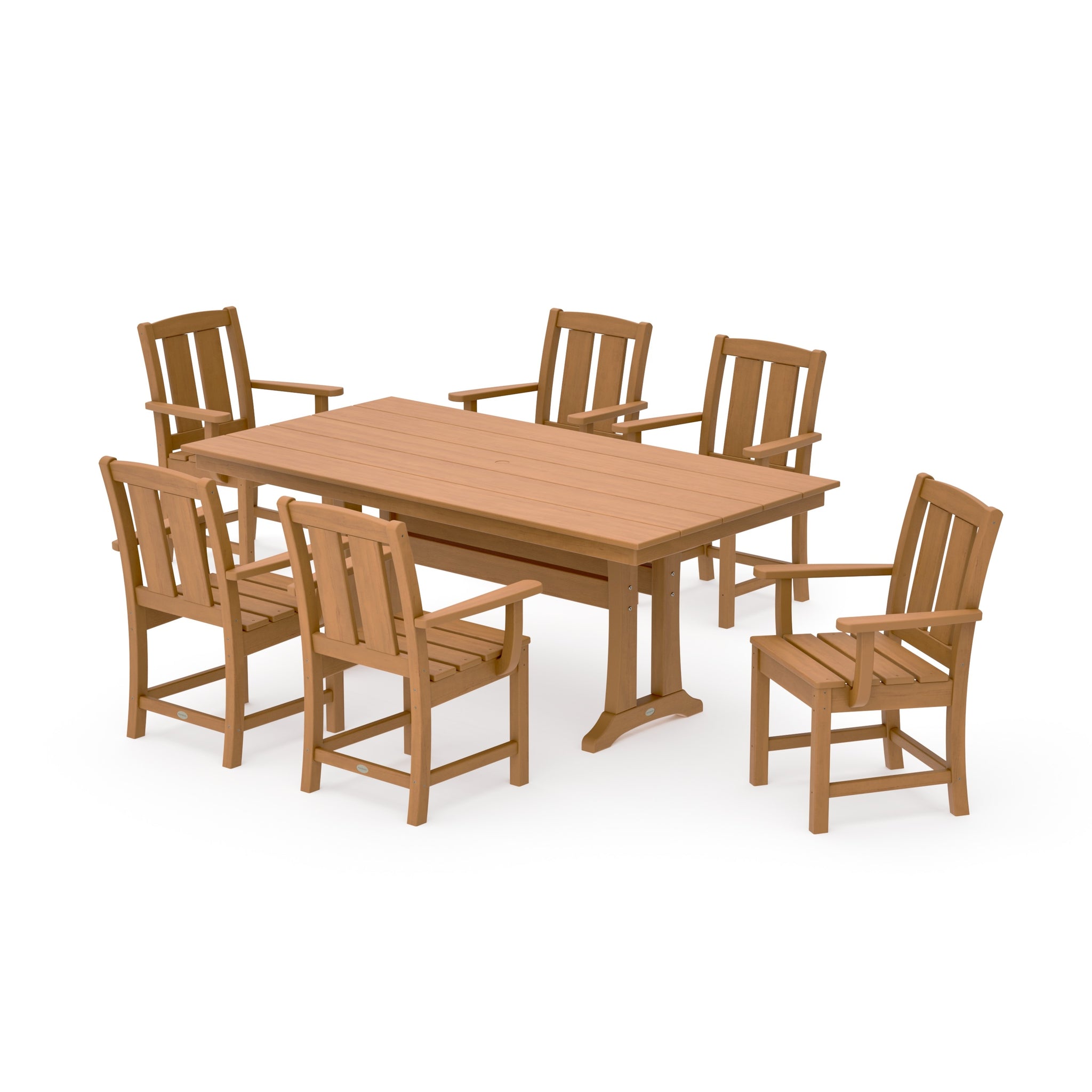 Mission Arm Chair 7-Piece Farmhouse Dining Set with Trestle Legs