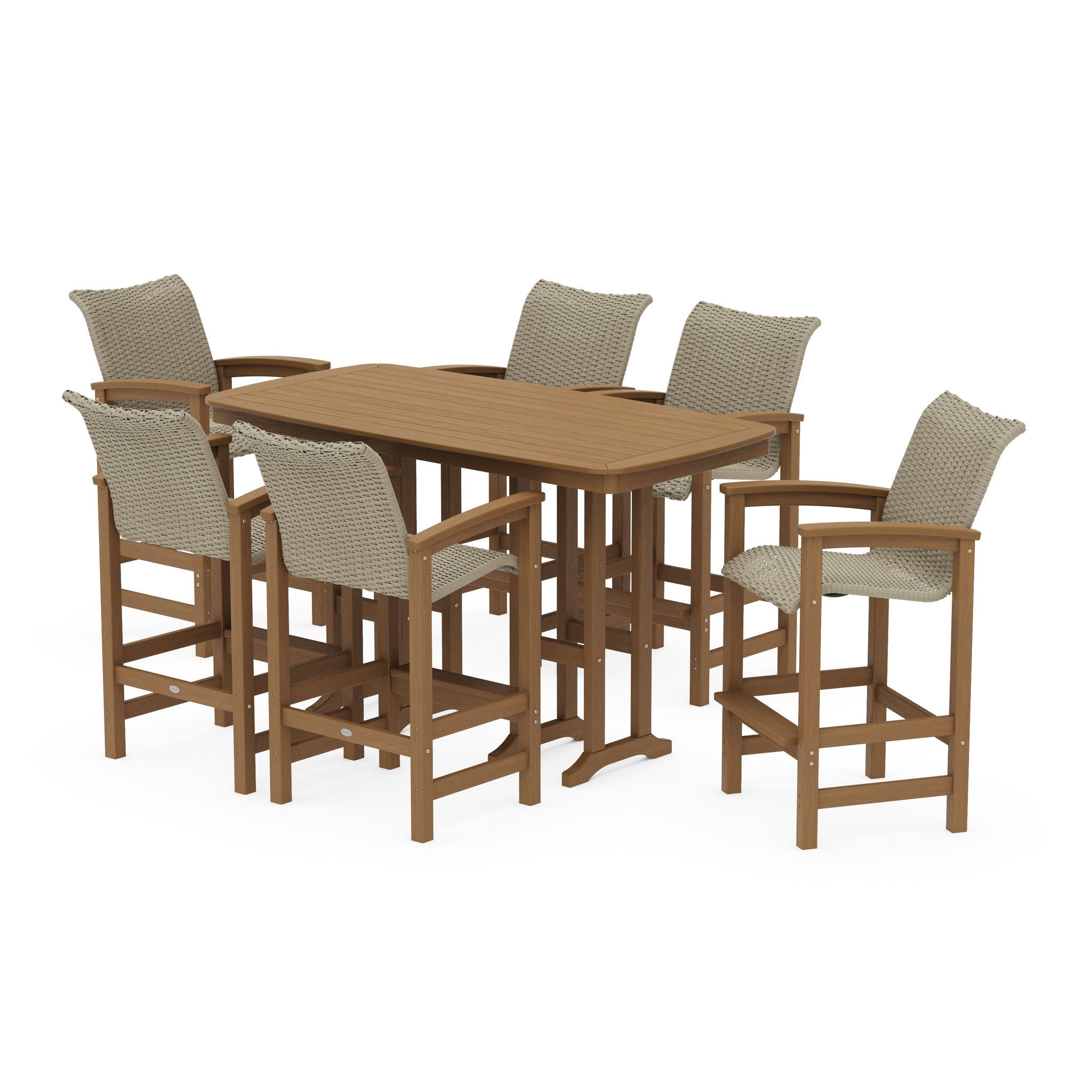 Coastal Woven Arm Chair 7-Piece Bar Set