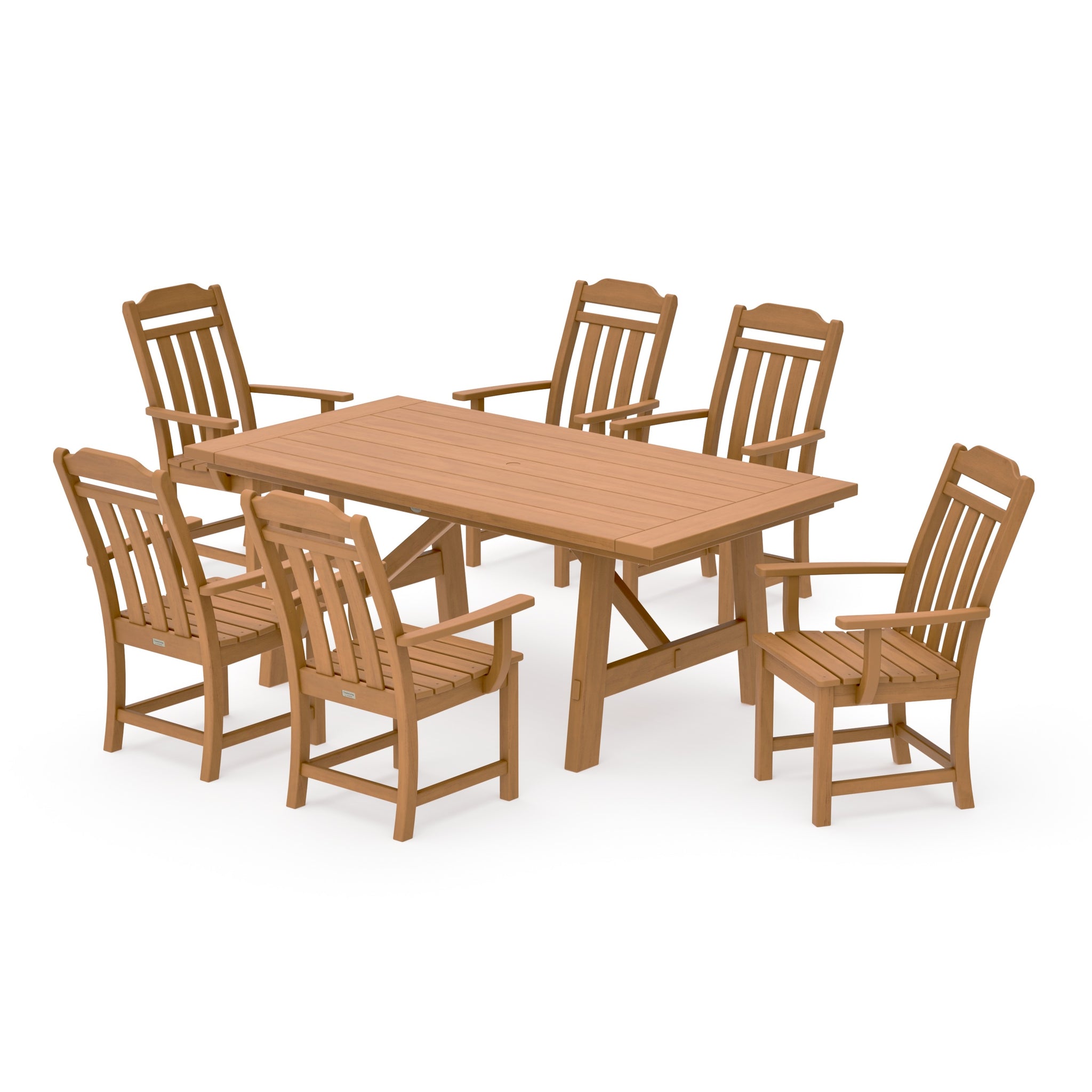 Cottage Arm Chair 7-Piece Rustic Farmhouse Dining Set