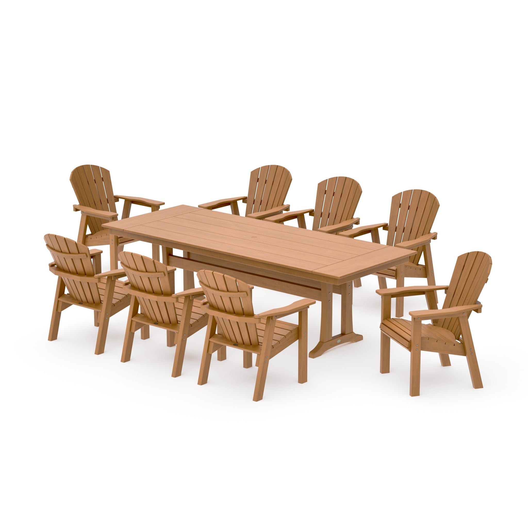 Seashell 9-Piece Farmhouse Dining Set with Trestle Legs