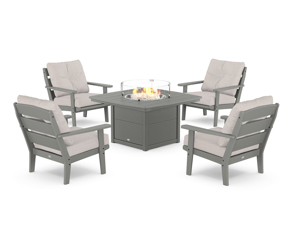 Lakeside 5-Piece Deep Seating Set with Nautical Fire Pit Table