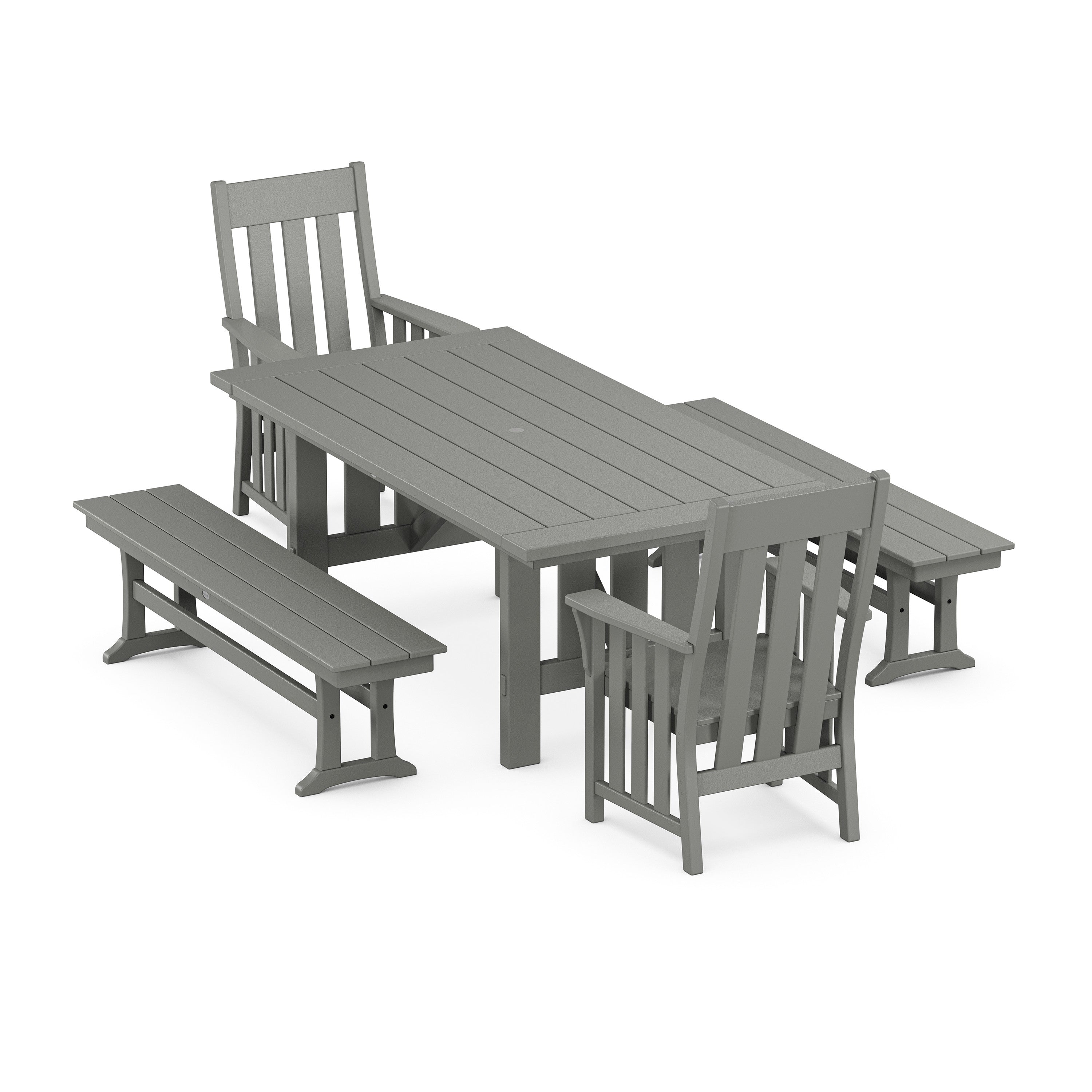 Acadia 5-Piece Dining Set with Benches