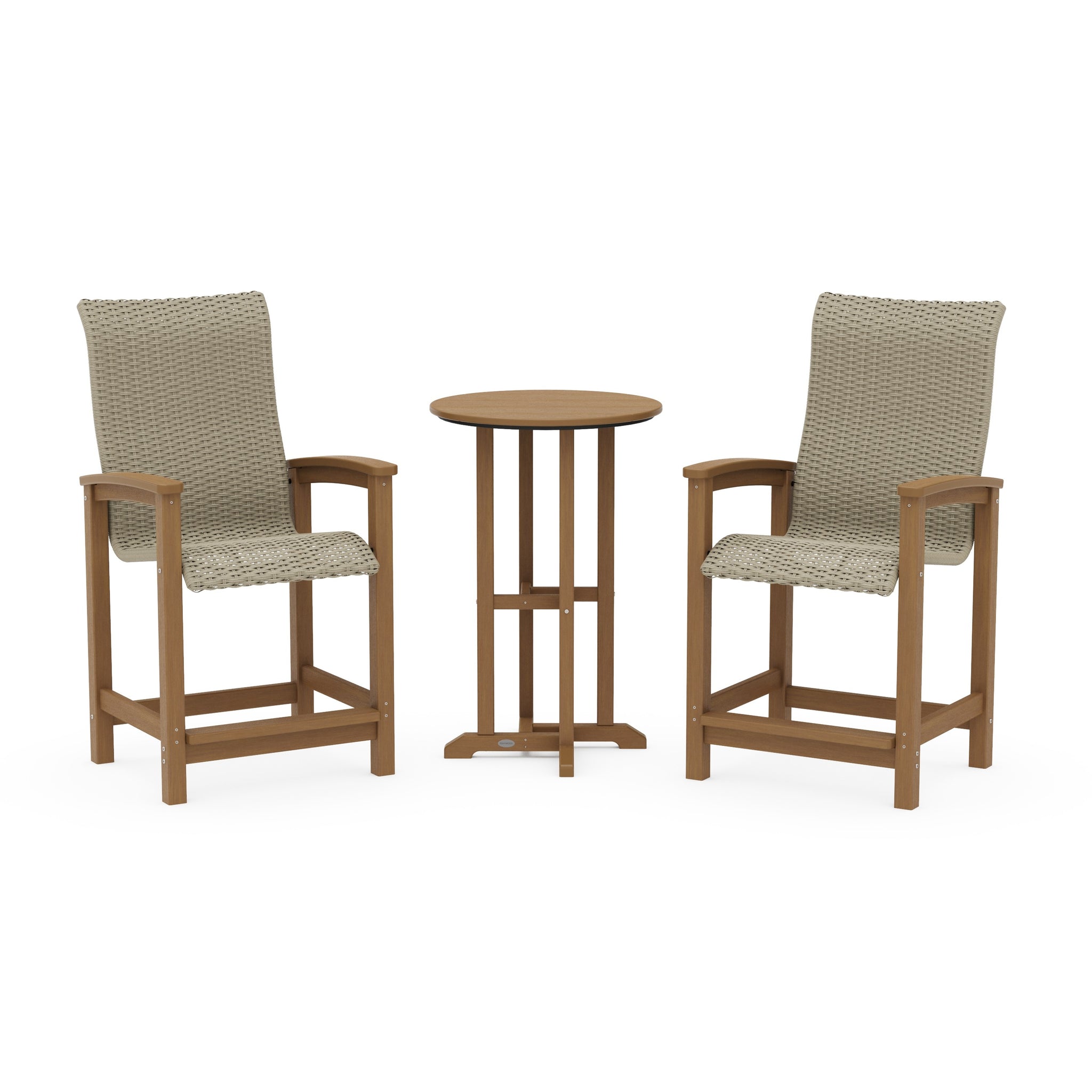 Coastal Woven High-Back 3-Piece Farmhouse Counter Set