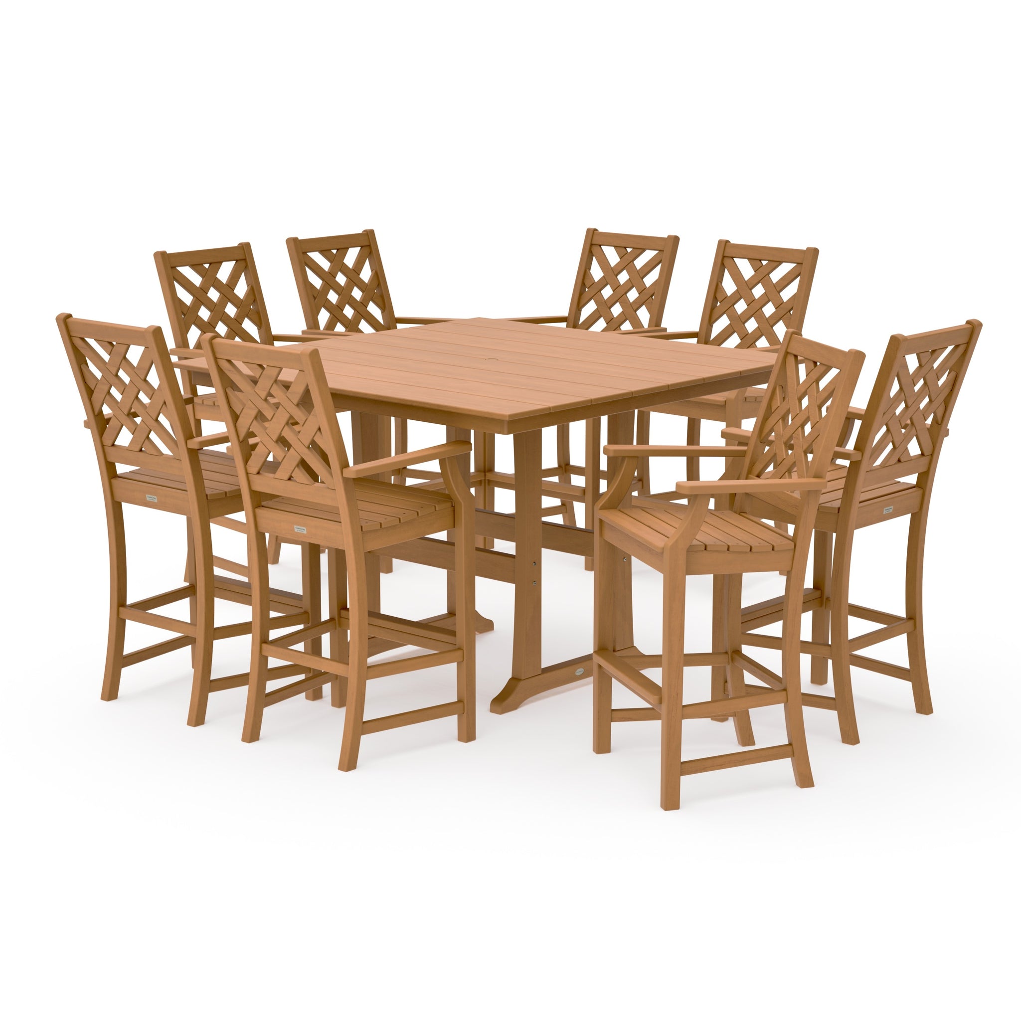 Wovendale 9-Piece Square Farmhouse Bar Set with Trestle Legs