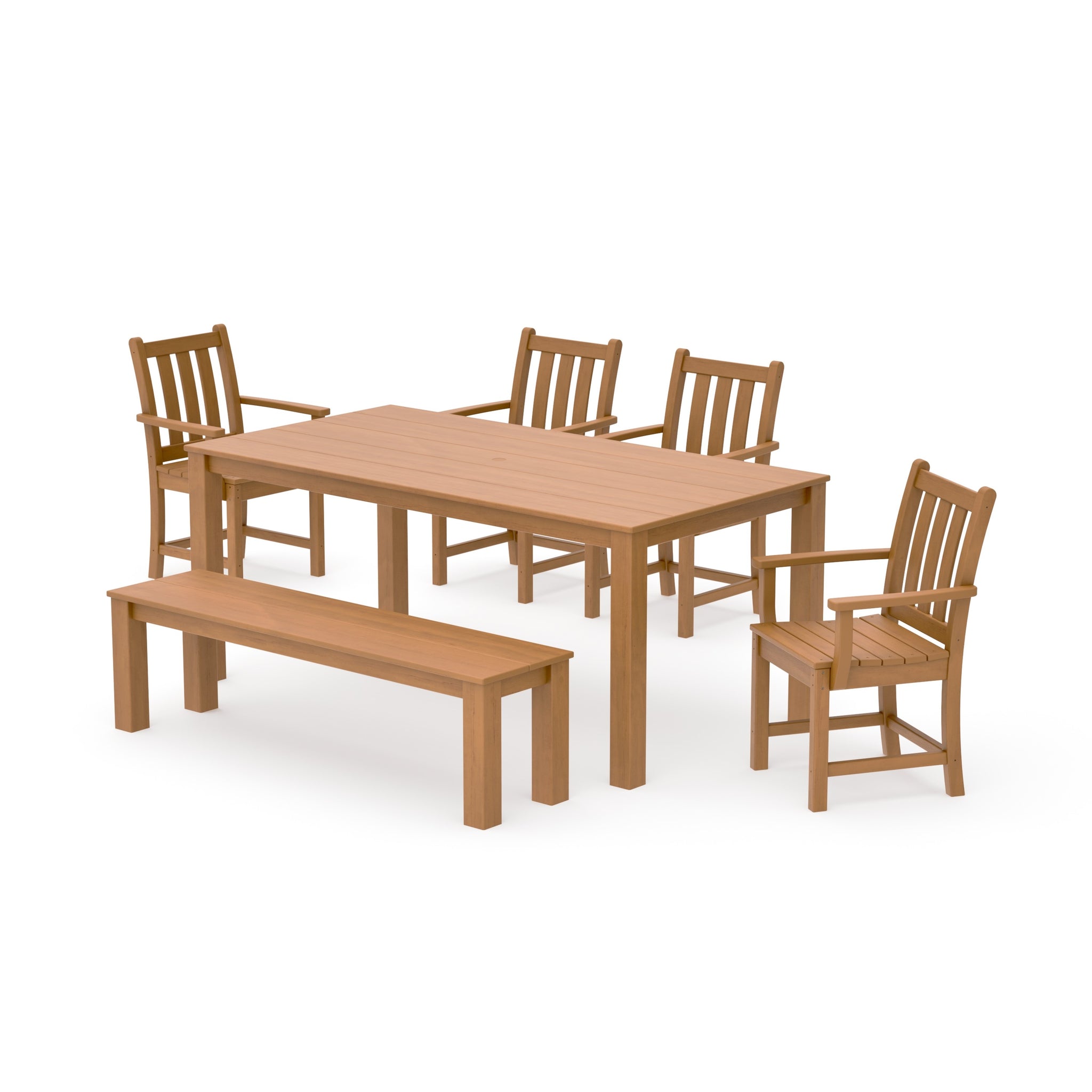 Traditional Garden 6-Piece Parsons Dining Set with Bench