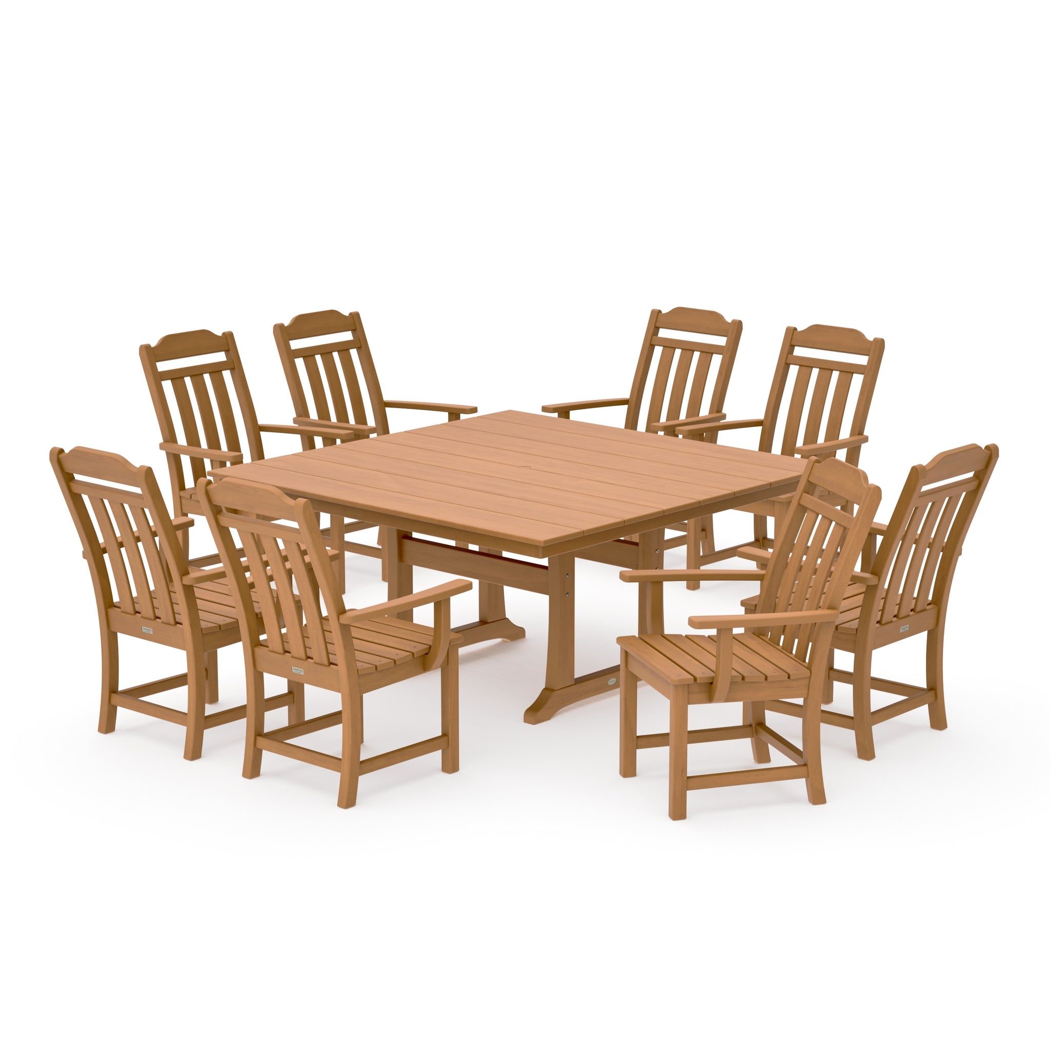 Cottage 9-Piece Square Farmhouse Dining Set with Trestle Legs