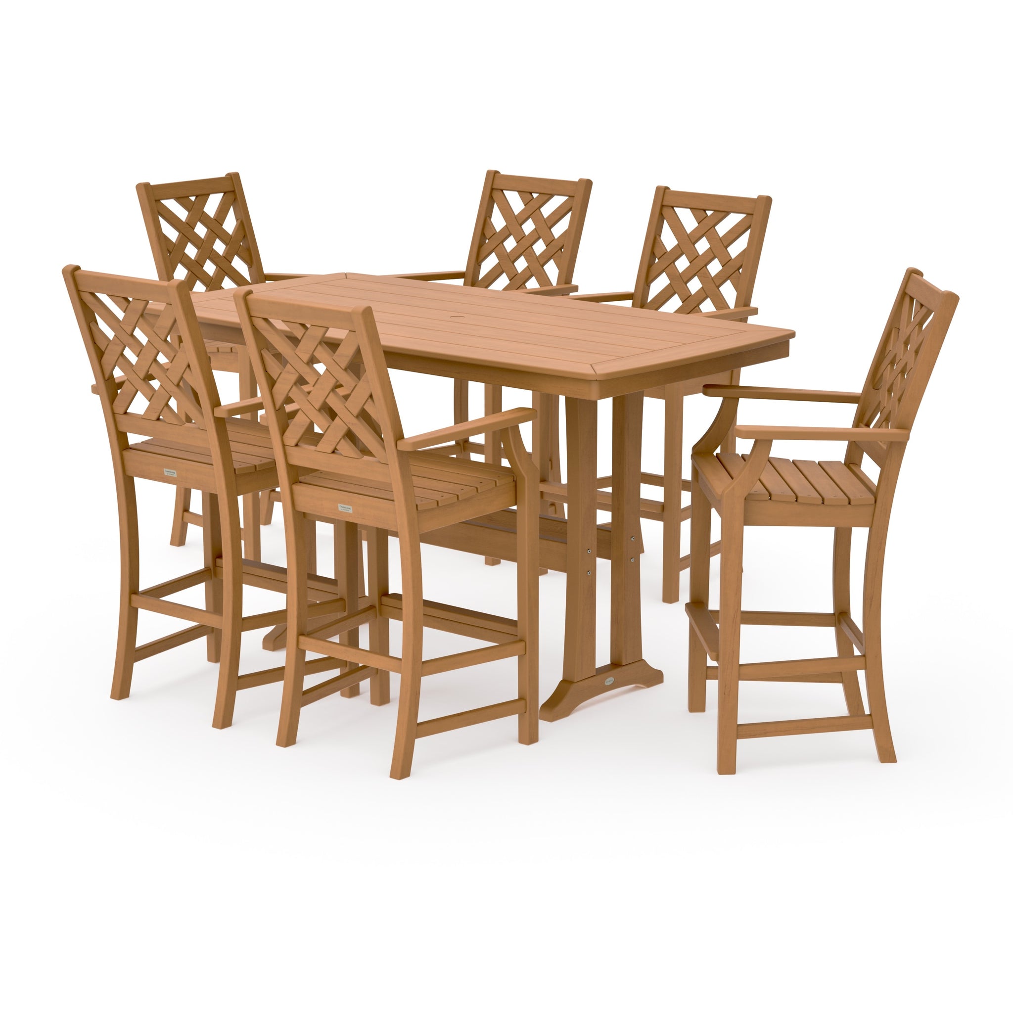Wovendale Arm Chair 7-Piece Bar Set with Trestle Legs