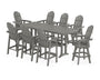 Vineyard Curveback Adirondack Swivel 9-Piece Bar Set with Trestle Legs