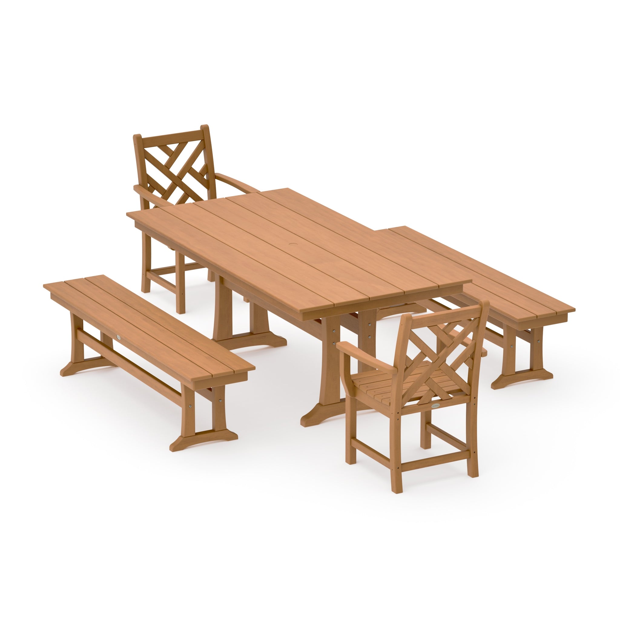 Chippendale 5-Piece Farmhouse Dining Set With Trestle Legs