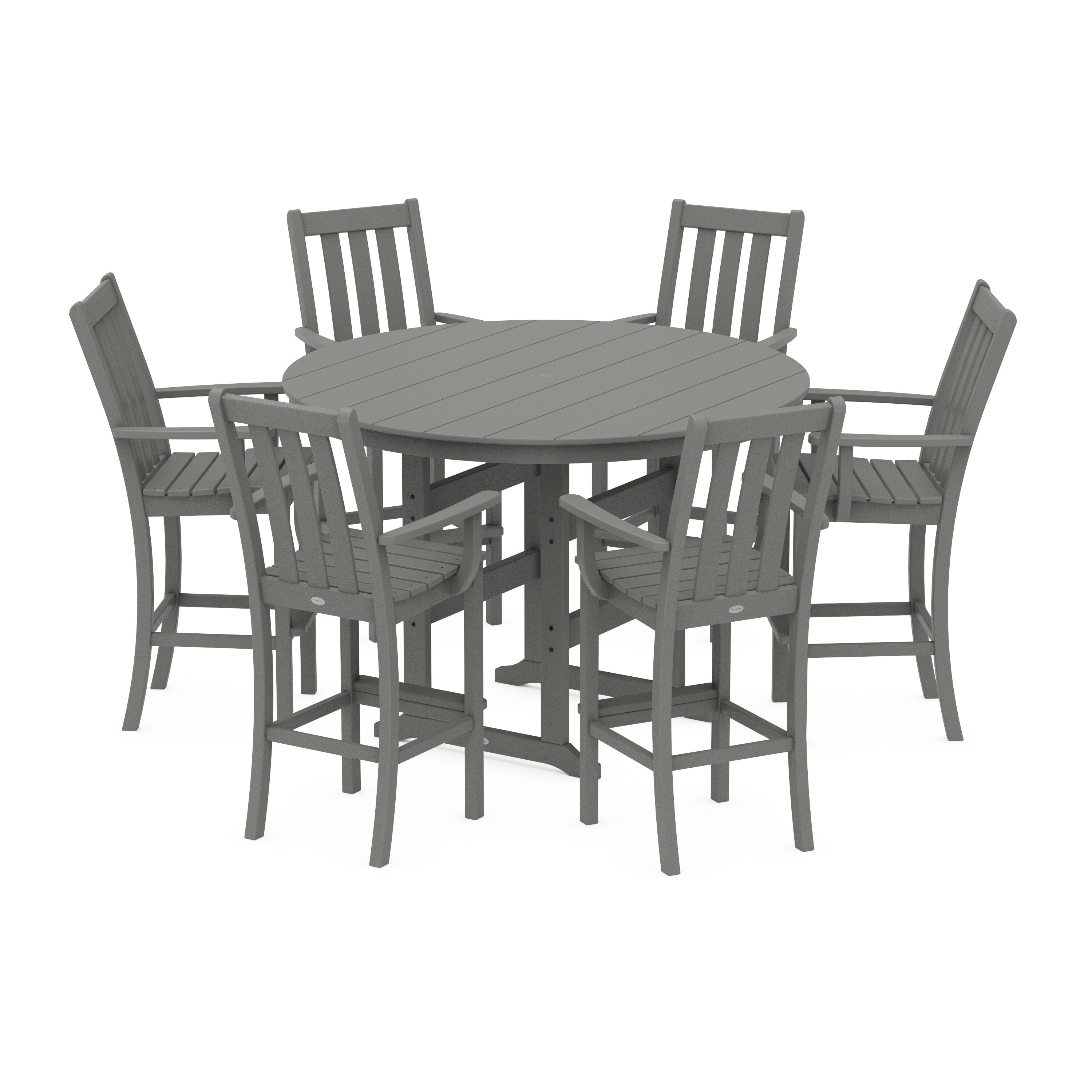 Vineyard 7-Piece Arm Chair Round Farmhouse Bar Set