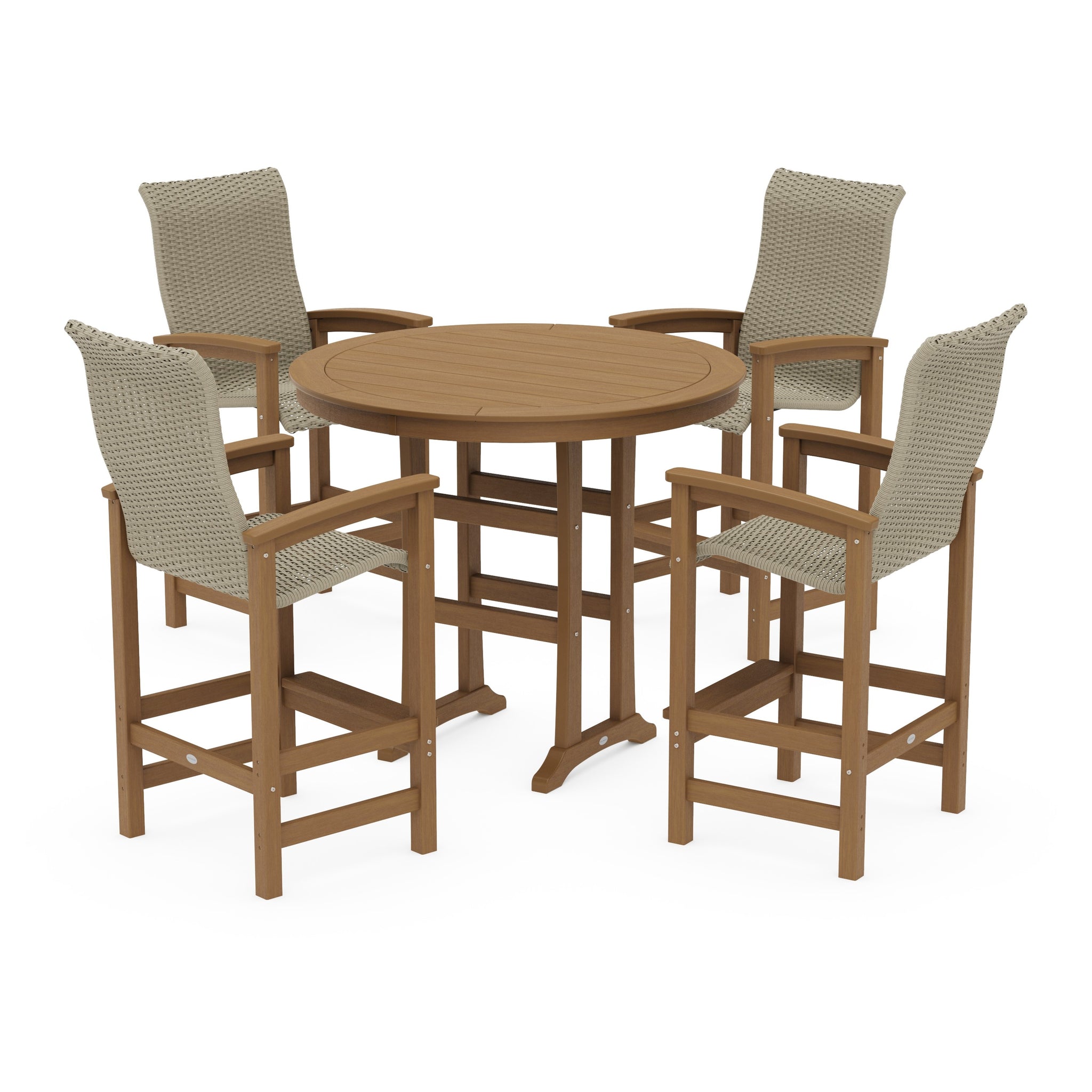 Coastal Woven High-Back 5-Piece Round Bar Set
