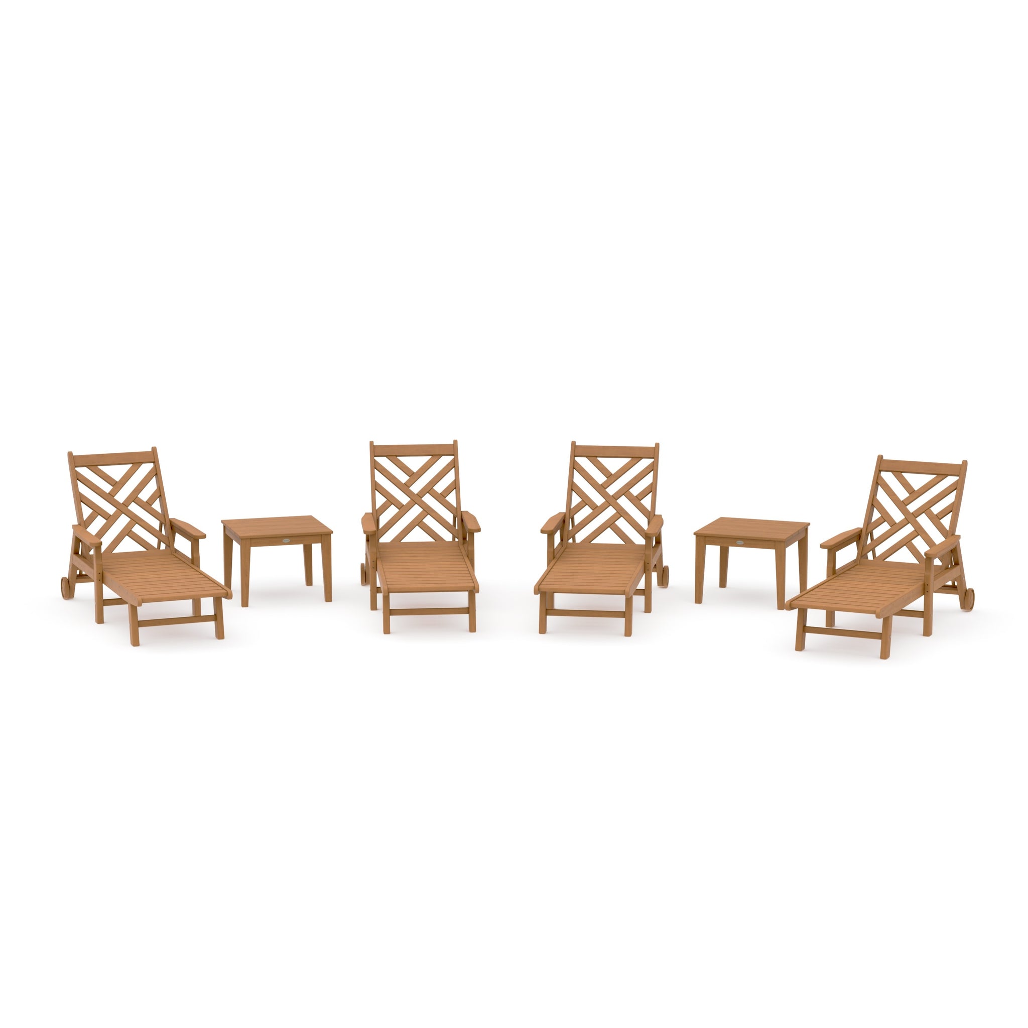 Chippendale 6-Piece Chaise Set with Arms and Wheels