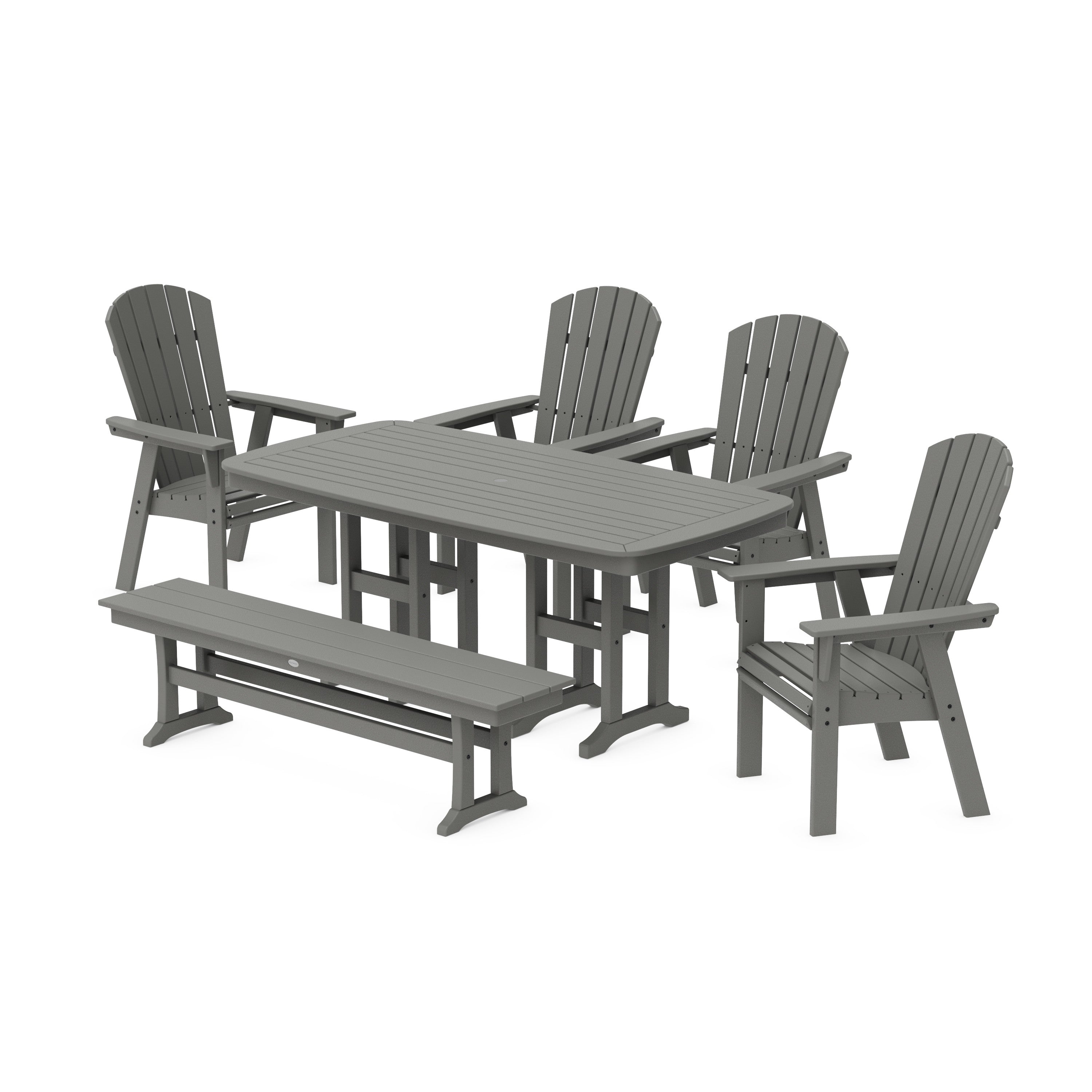 Nautical Curveback Adirondack 6-Piece Dining Set with Bench