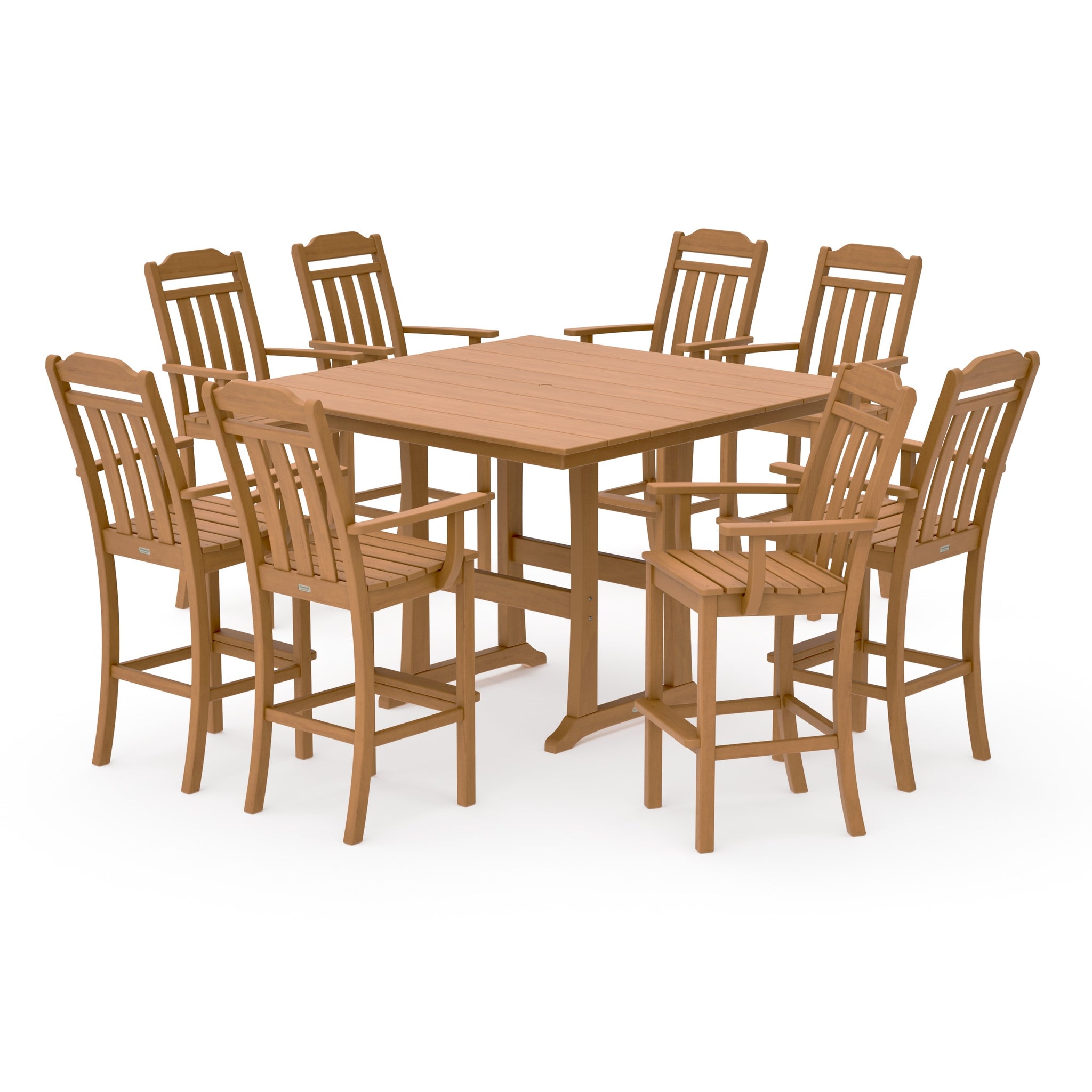 Cottage 9-Piece Farmhouse Bar Set with Trestle Legs